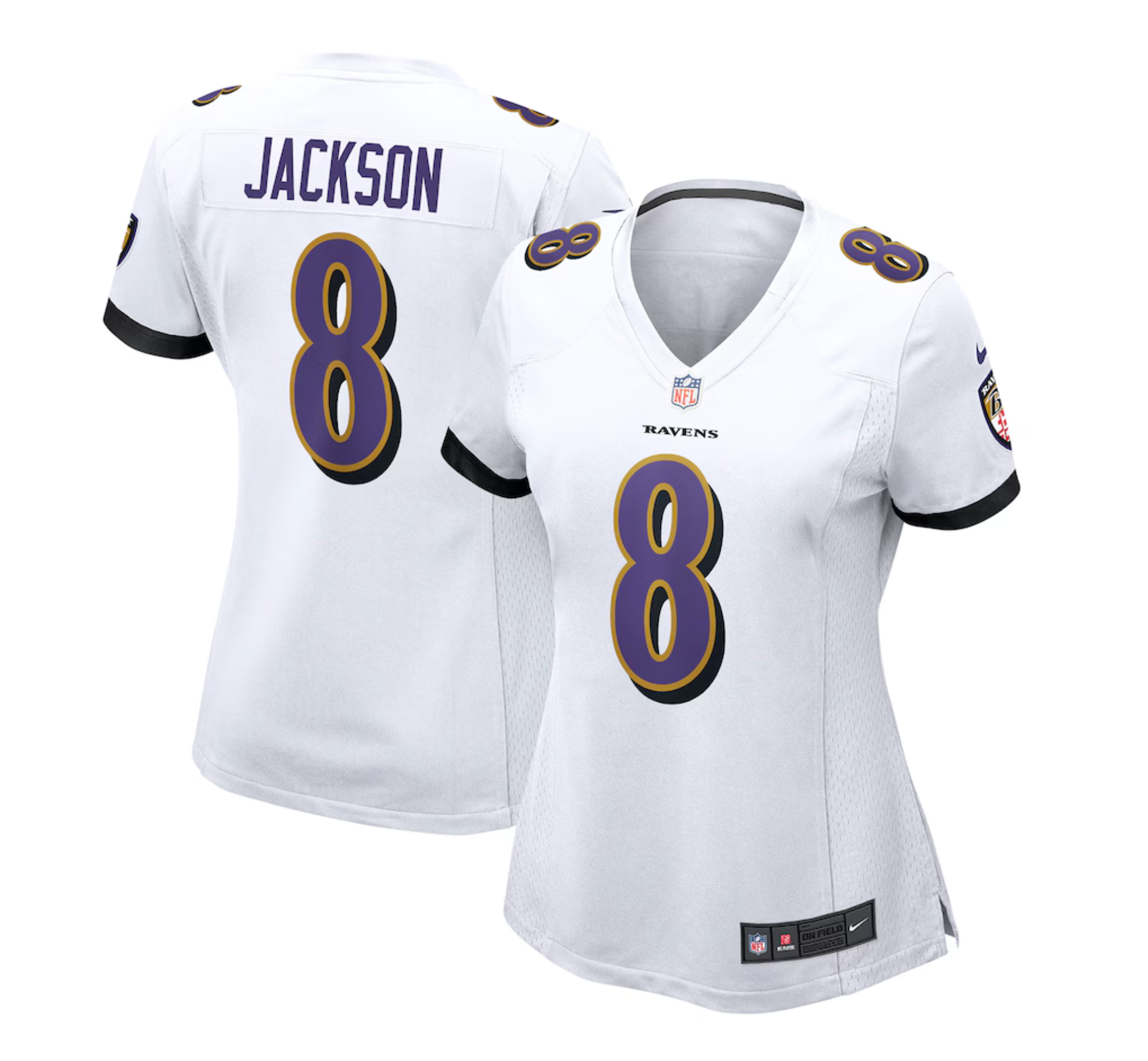 Women's Baltimore Ravens Lamar Jackson Nike White Player Game Jersey