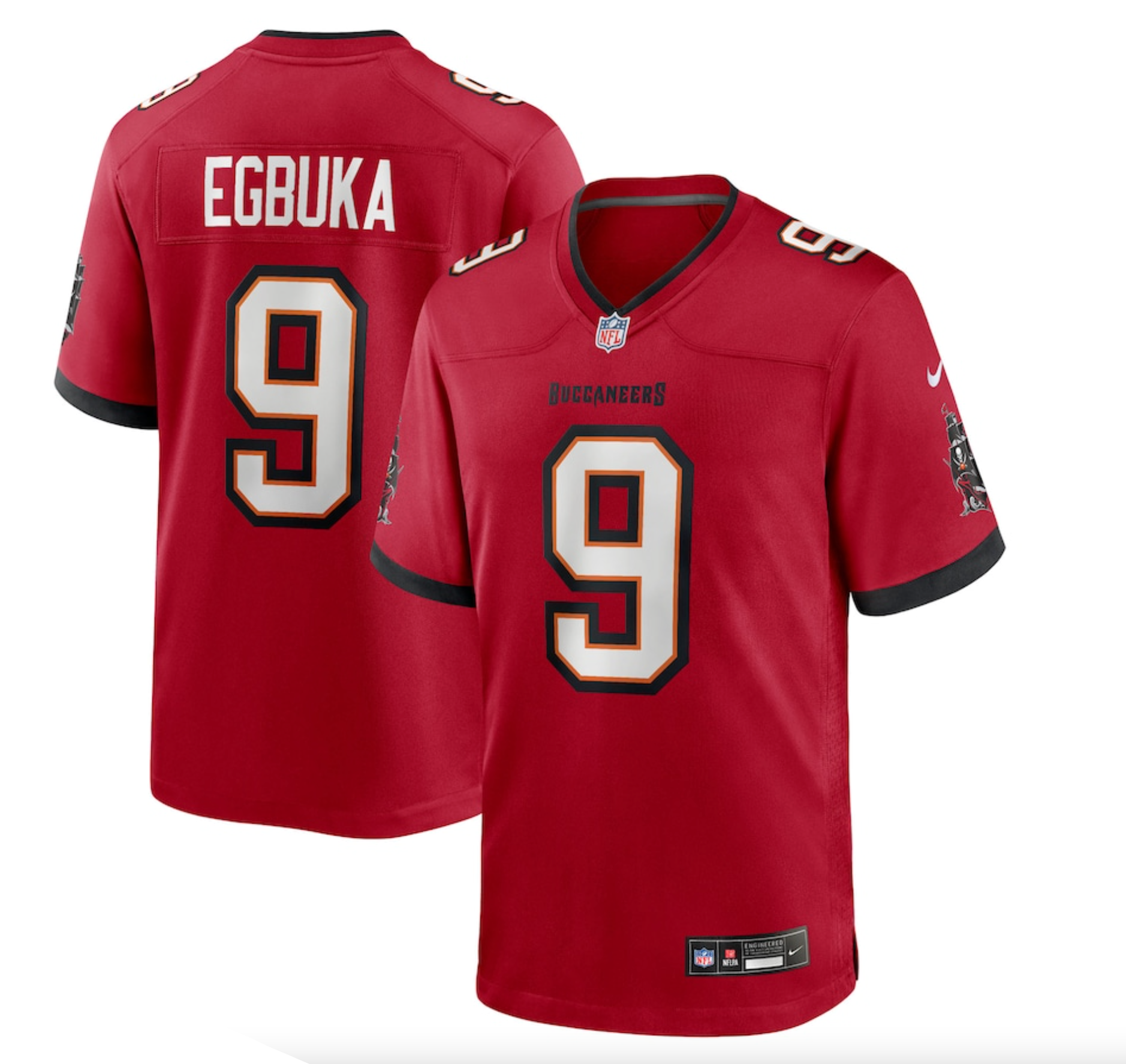 Men's Tampa Bay Buccaneers Emeka Egbuka Nike Red 2025 NFL Draft First Round Pick Game Jersey