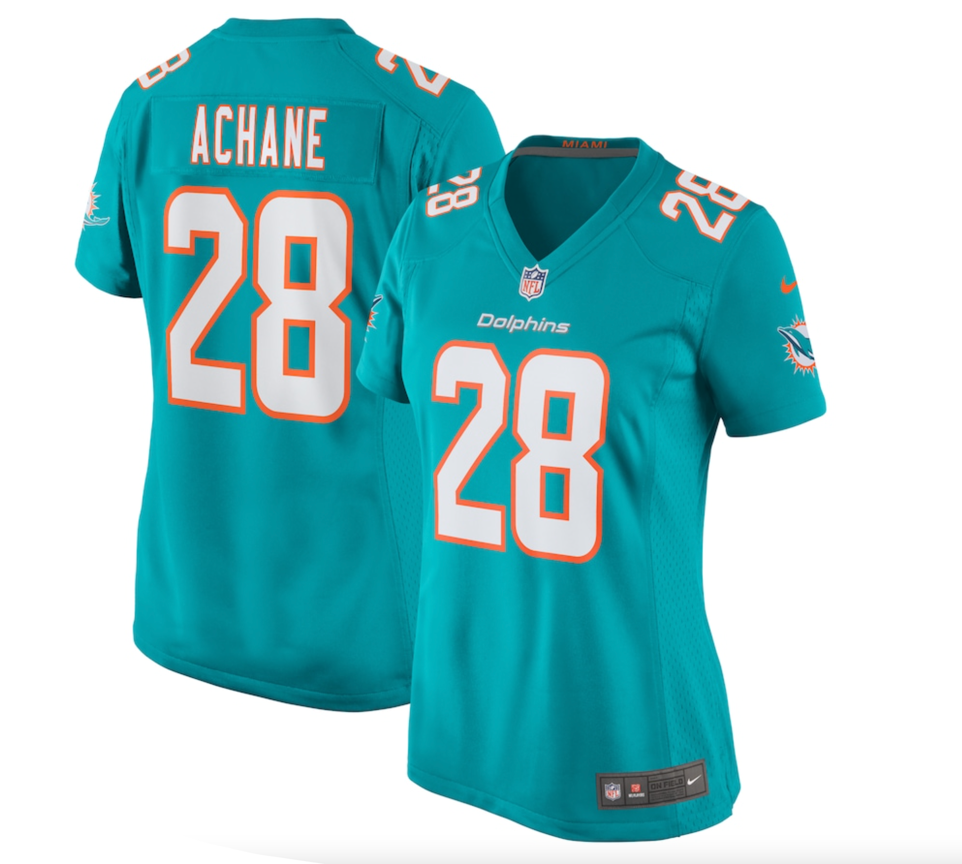 Women's Miami Dolphins Devon Achane Nike Aqua Player Game Jersey