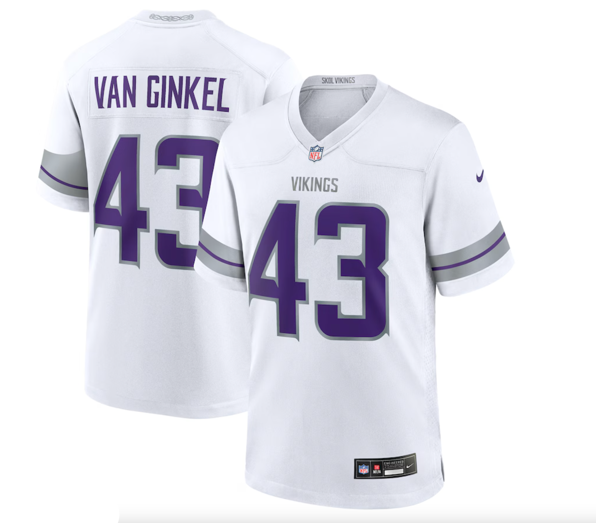 Men's Minnesota Vikings Andrew Van Ginkel Nike White Alternate Game Jersey