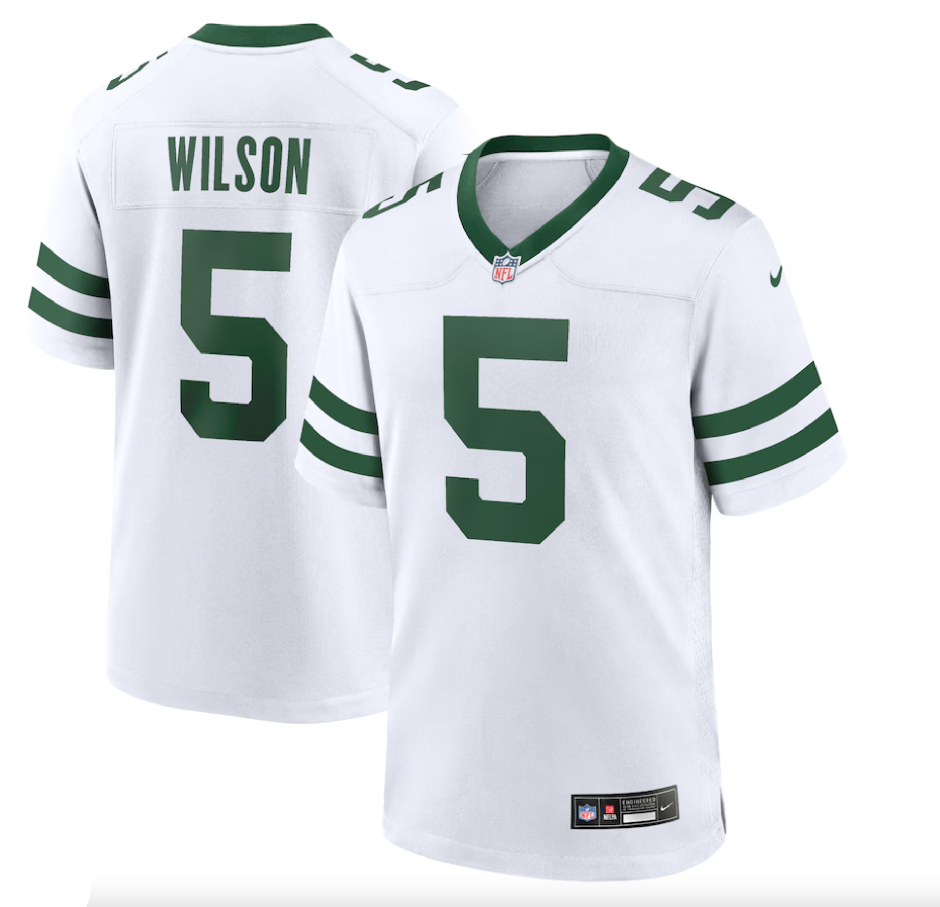 Men's New York Jets Garrett Wilson Nike Legacy White Game Jersey