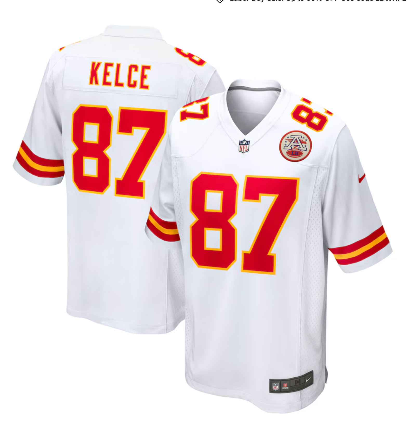 Men's Kansas City Chiefs Travis Kelce Nike White Player Game Jersey