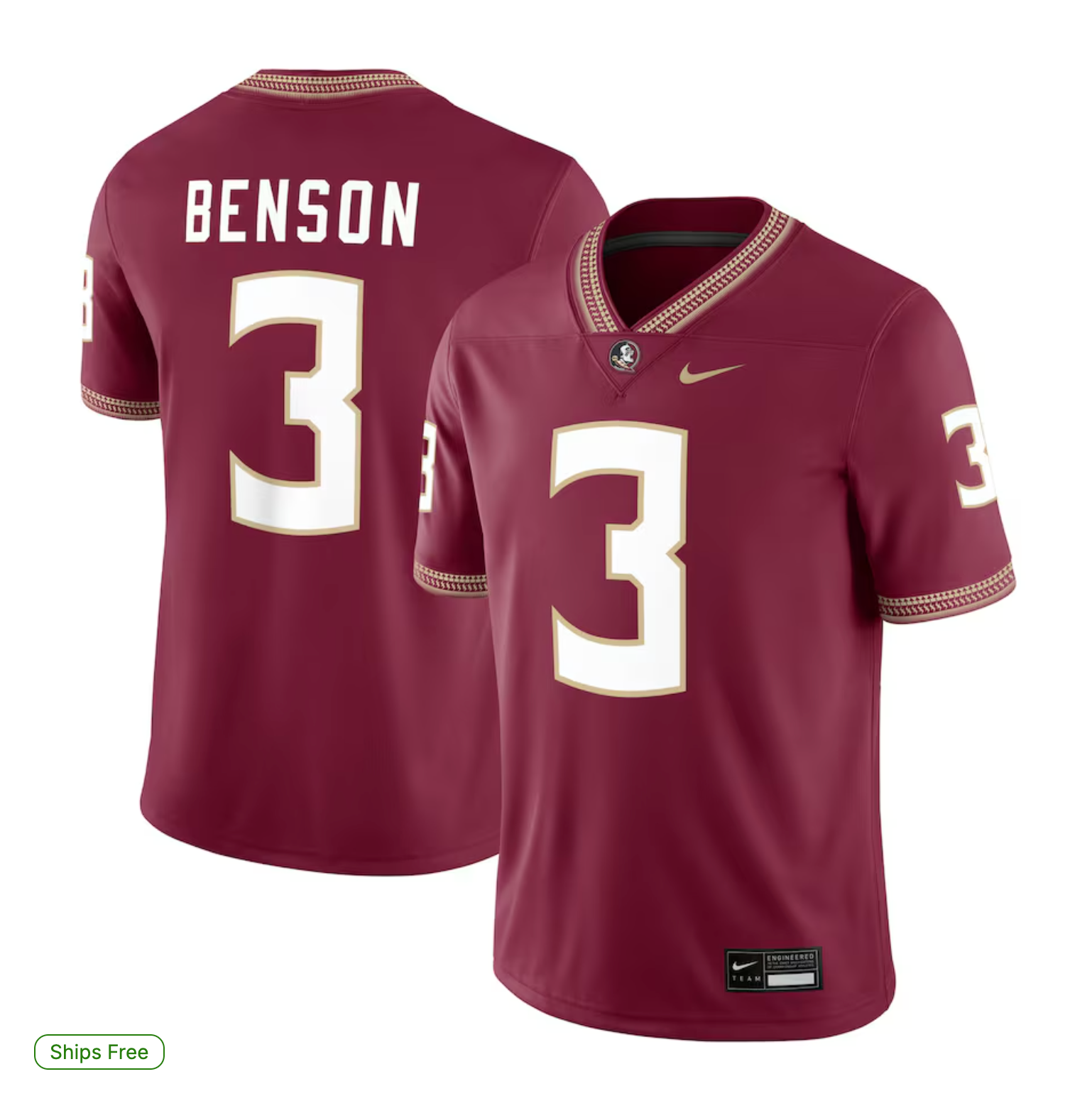 Trey Benson Florida State Seminoles Nike Player Game Jersey - Garnet