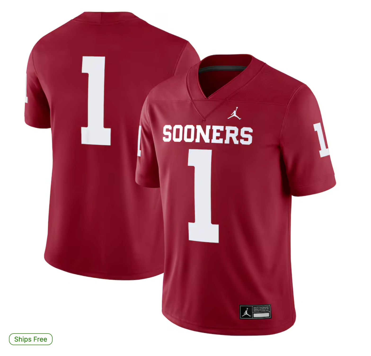 #1 Oklahoma Sooners Jordan Brand Game Jersey - Crimson