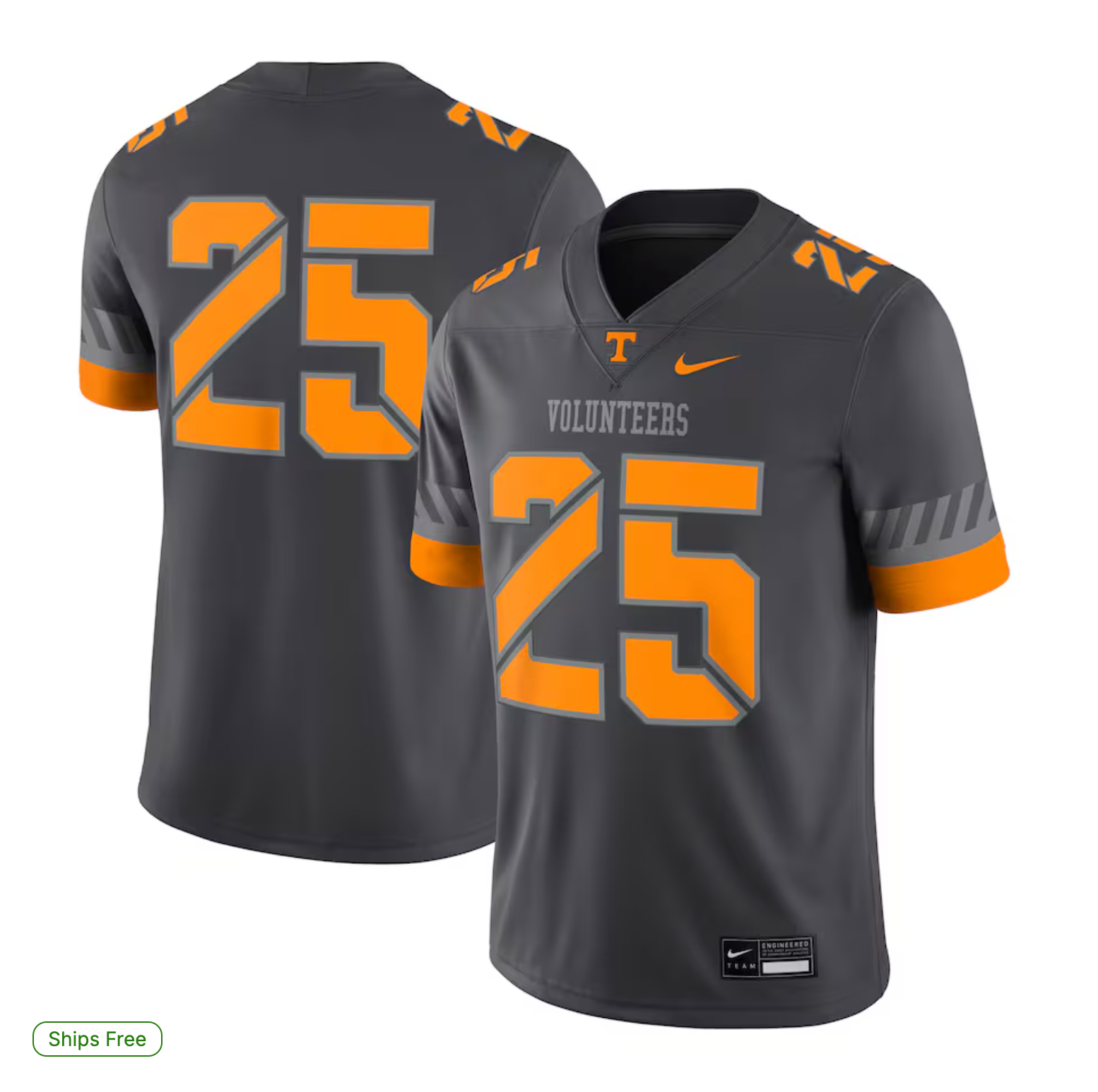 #25 Tennessee Volunteers Nike Game Jersey - Anthracite