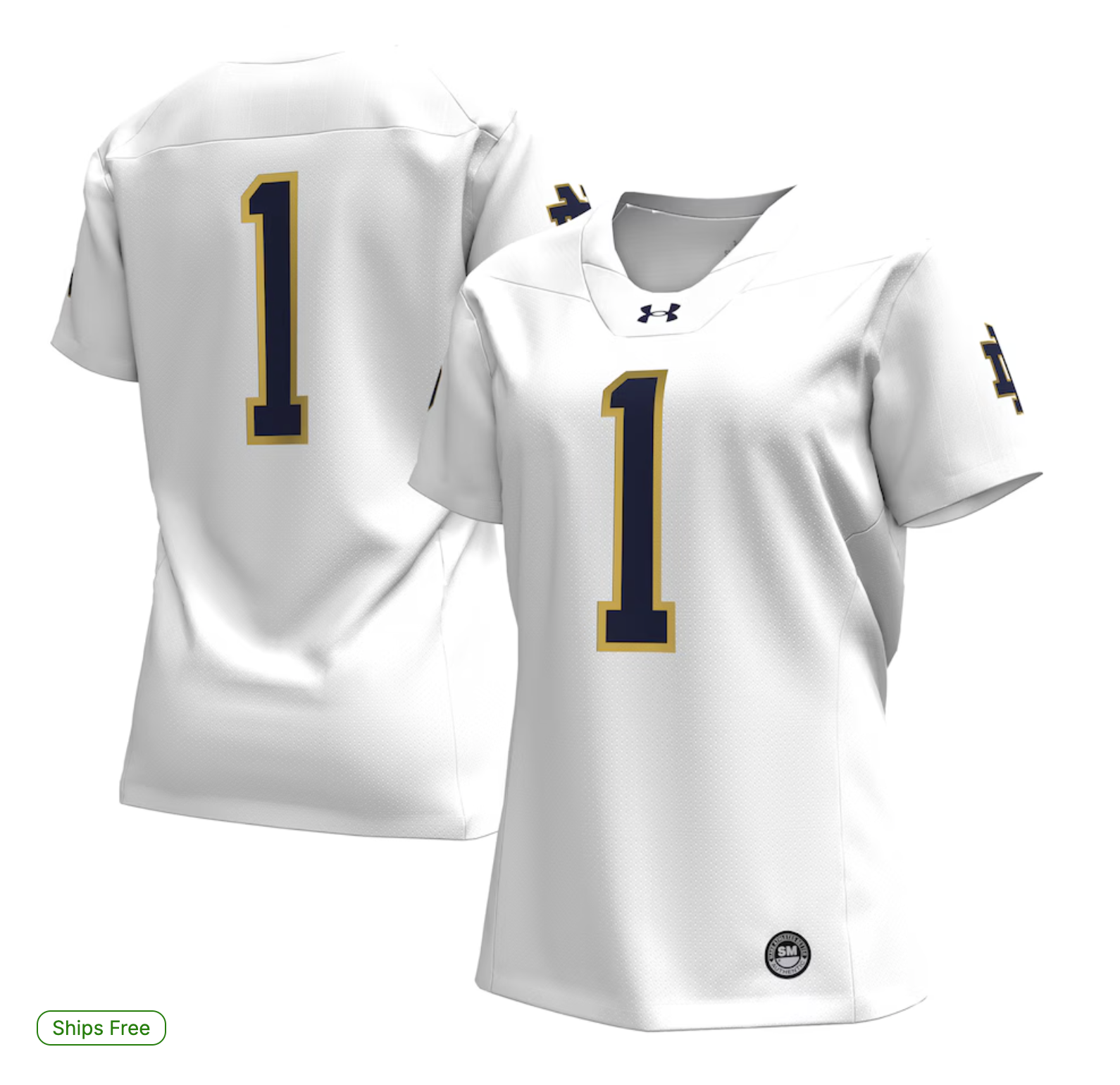 #1 Notre Dame Fighting Irish Under Armour Women's Replica Football Jersey - White