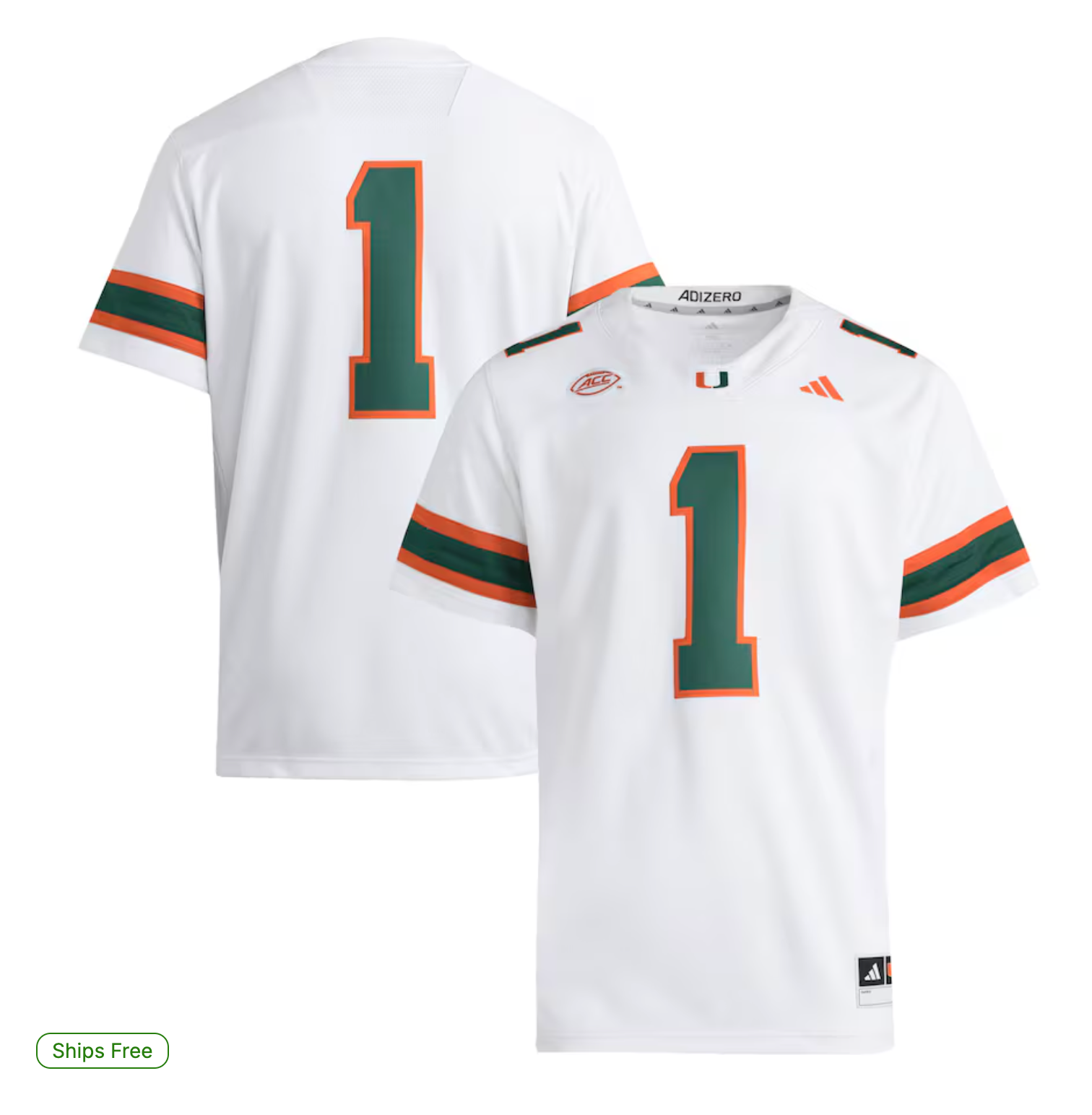 #1 Miami Hurricanes adidas Premier Jersey - White