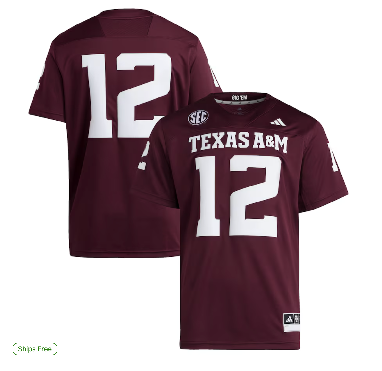 #12 Texas A&M Aggies adidas Premier Jersey - Maroon