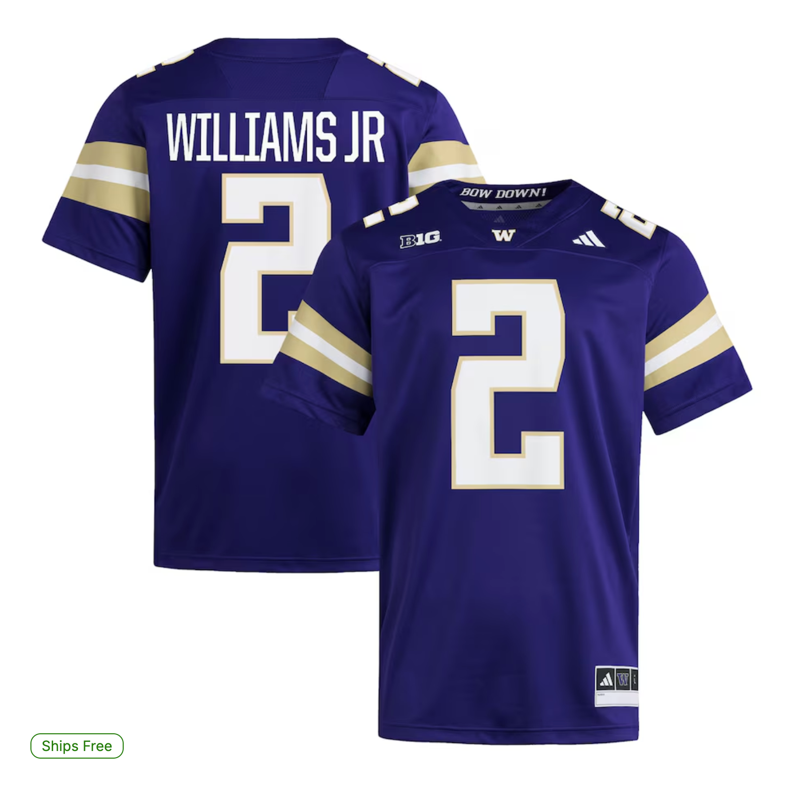 Demond Williams Jr Washington Huskies adidas Home NIL Football Player Jersey - Purple
