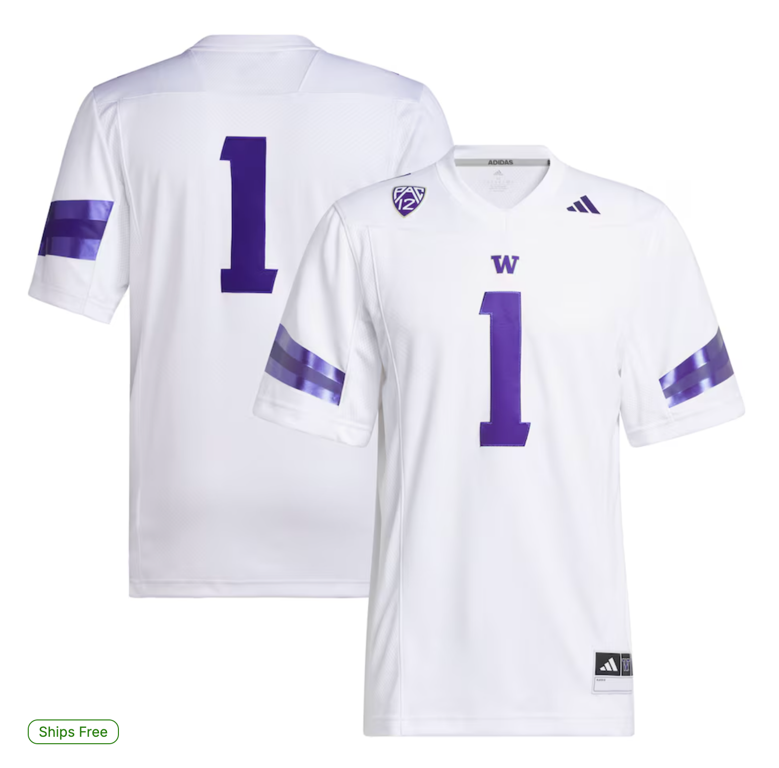 #1 Washington Huskies adidas Premier Football Jersey - White