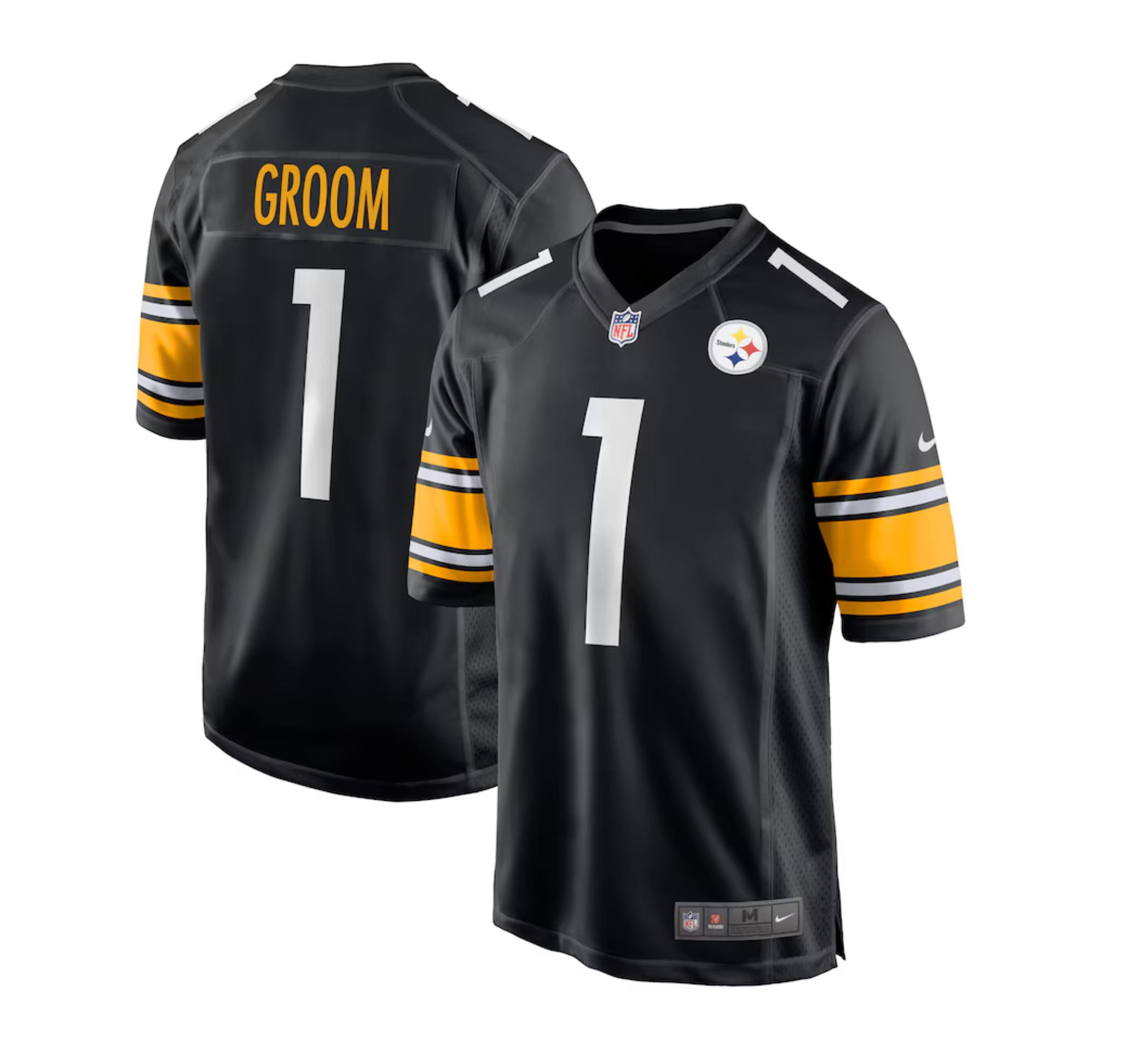 Men's Pittsburgh Steelers Number 1 Groom Nike Black Game Jersey