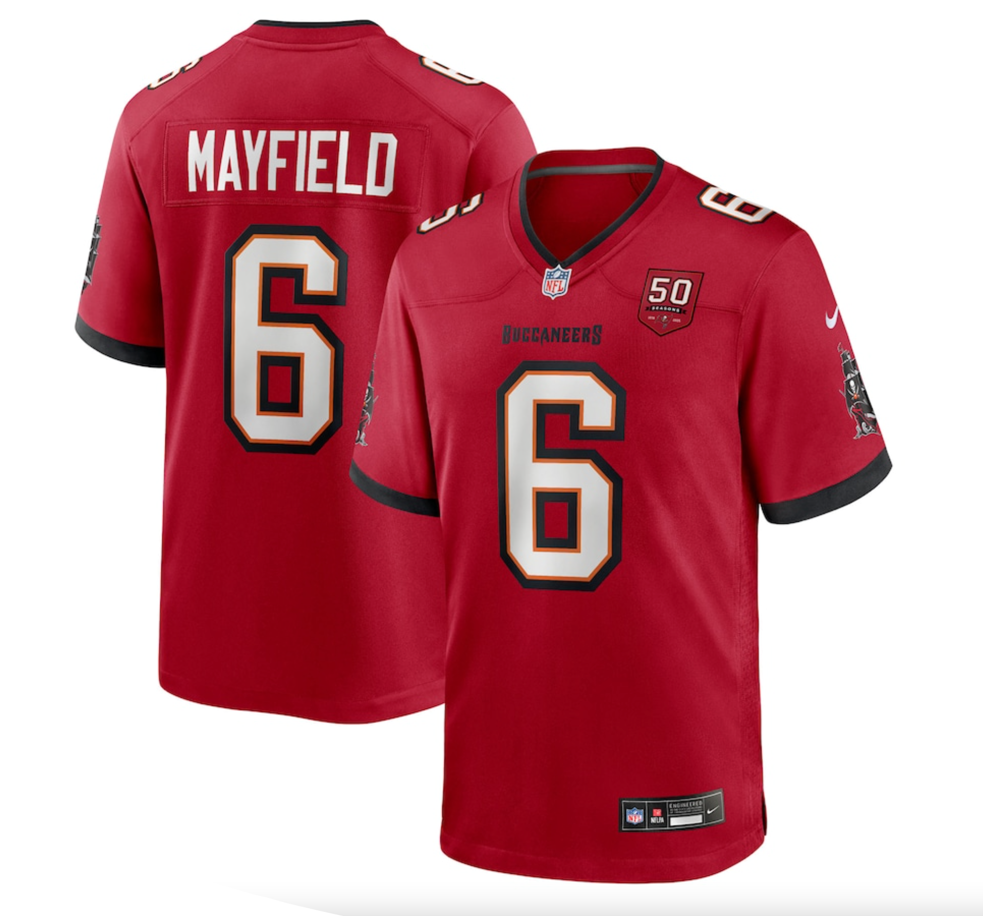 Men's Tampa Bay Buccaneers Baker Mayfield Nike Red 50th Season Team Game Jersey