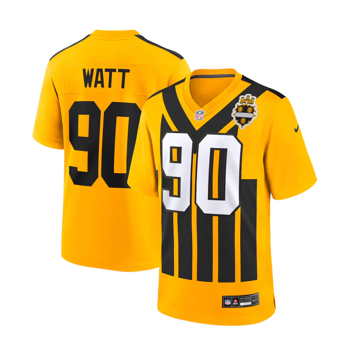 Men's Pittsburgh Steelers T.J. Watt Nike Gold Alternate 1933 Throwback Game Jersey