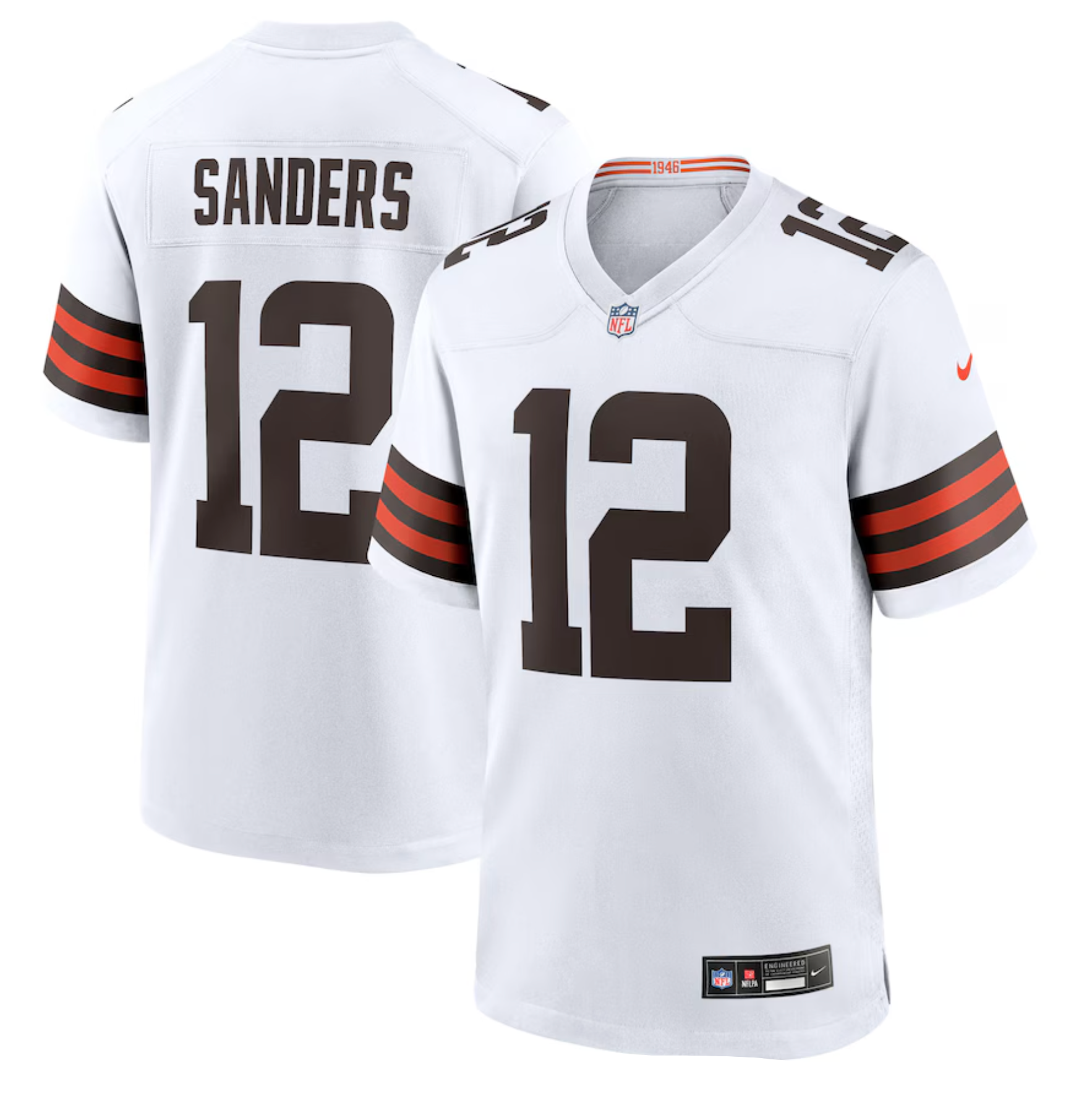 Men's Cleveland Browns Shedeur Sanders Nike White 2025 NFL Draft Game Jersey