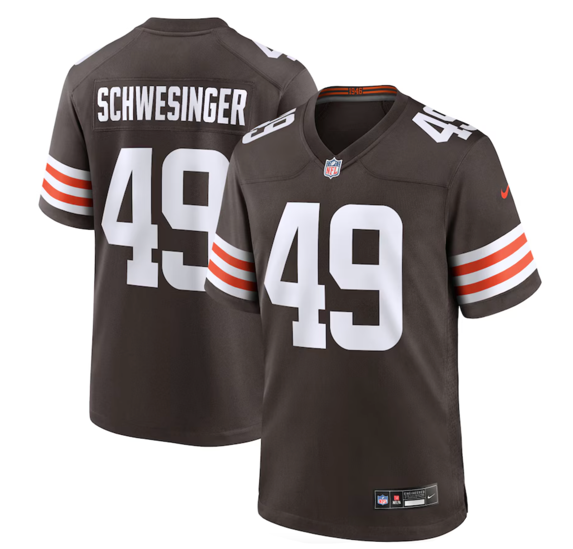 Men's Cleveland Browns Carson Schwesinger Nike Brown 2025 NFL Draft Game Jersey