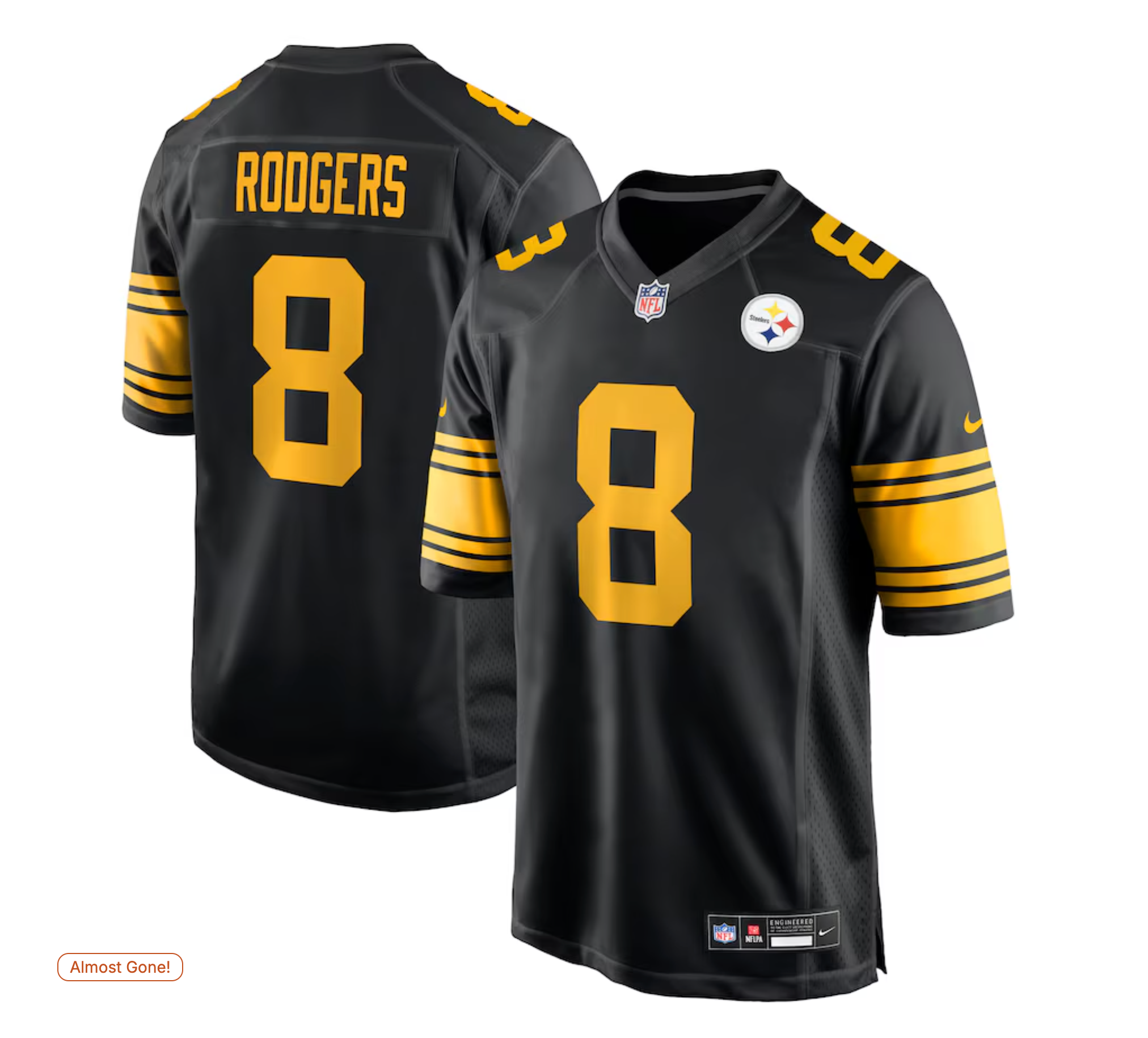 Men's Pittsburgh Steelers Aaron Rodgers Nike Black Alternate Game Jersey