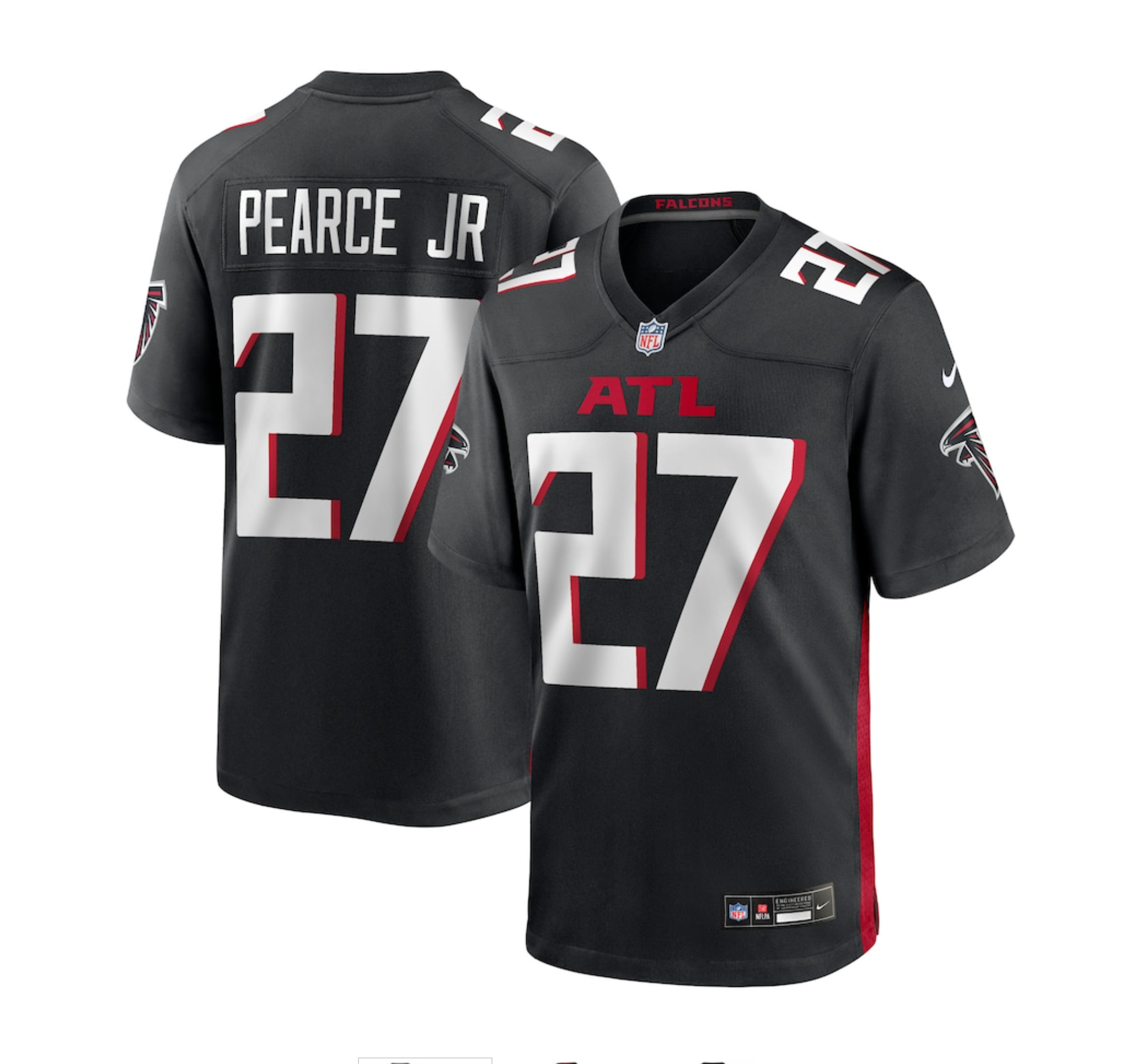 Men's Atlanta Falcons James Pearce Jr. Nike Black 2025 NFL Draft First Round Pick Game Player Jersey
