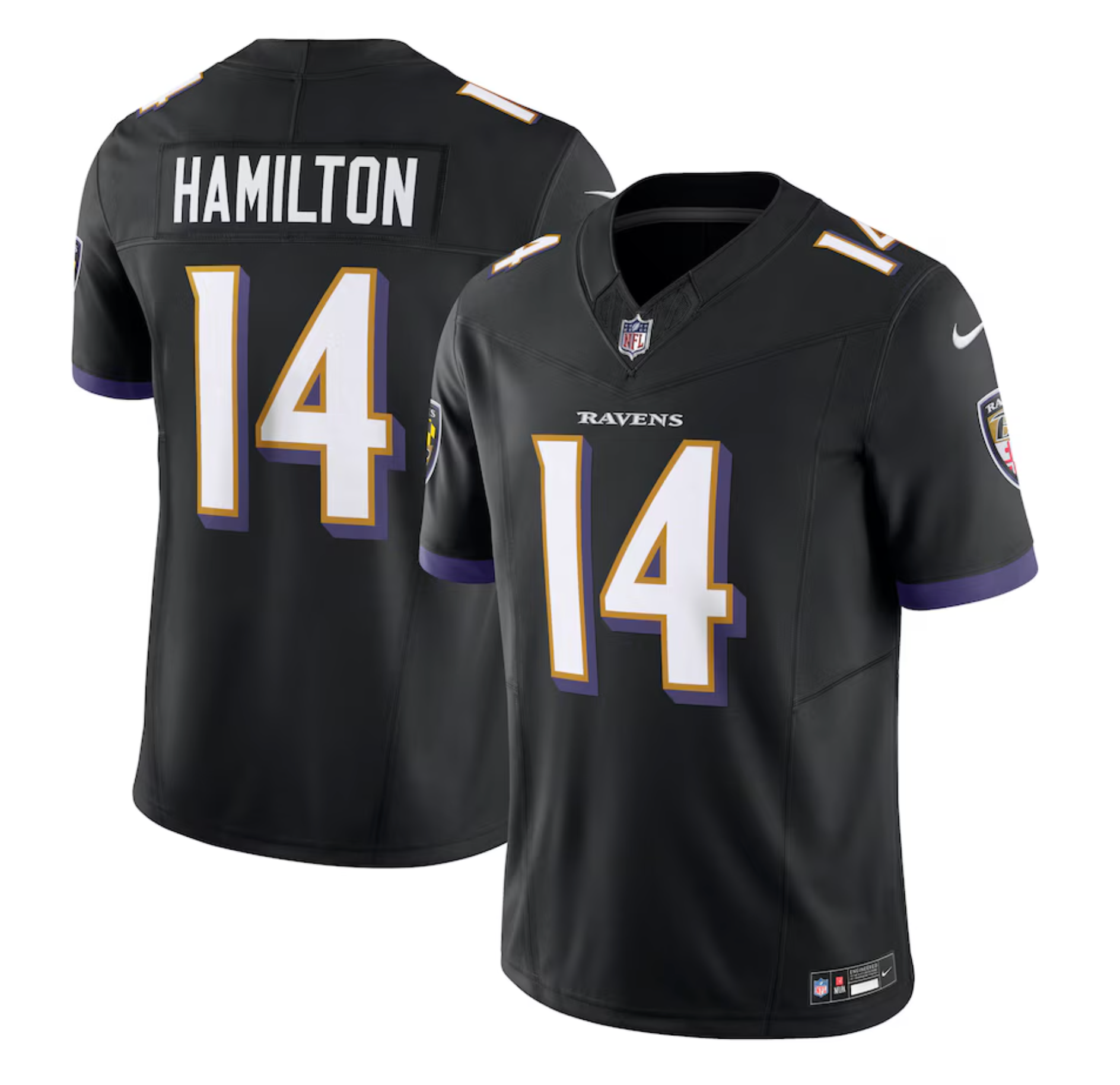 Men's Baltimore Ravens Kyle Hamilton Nike Black Alternate Vapor F.U.S.E. Limited Jersey
