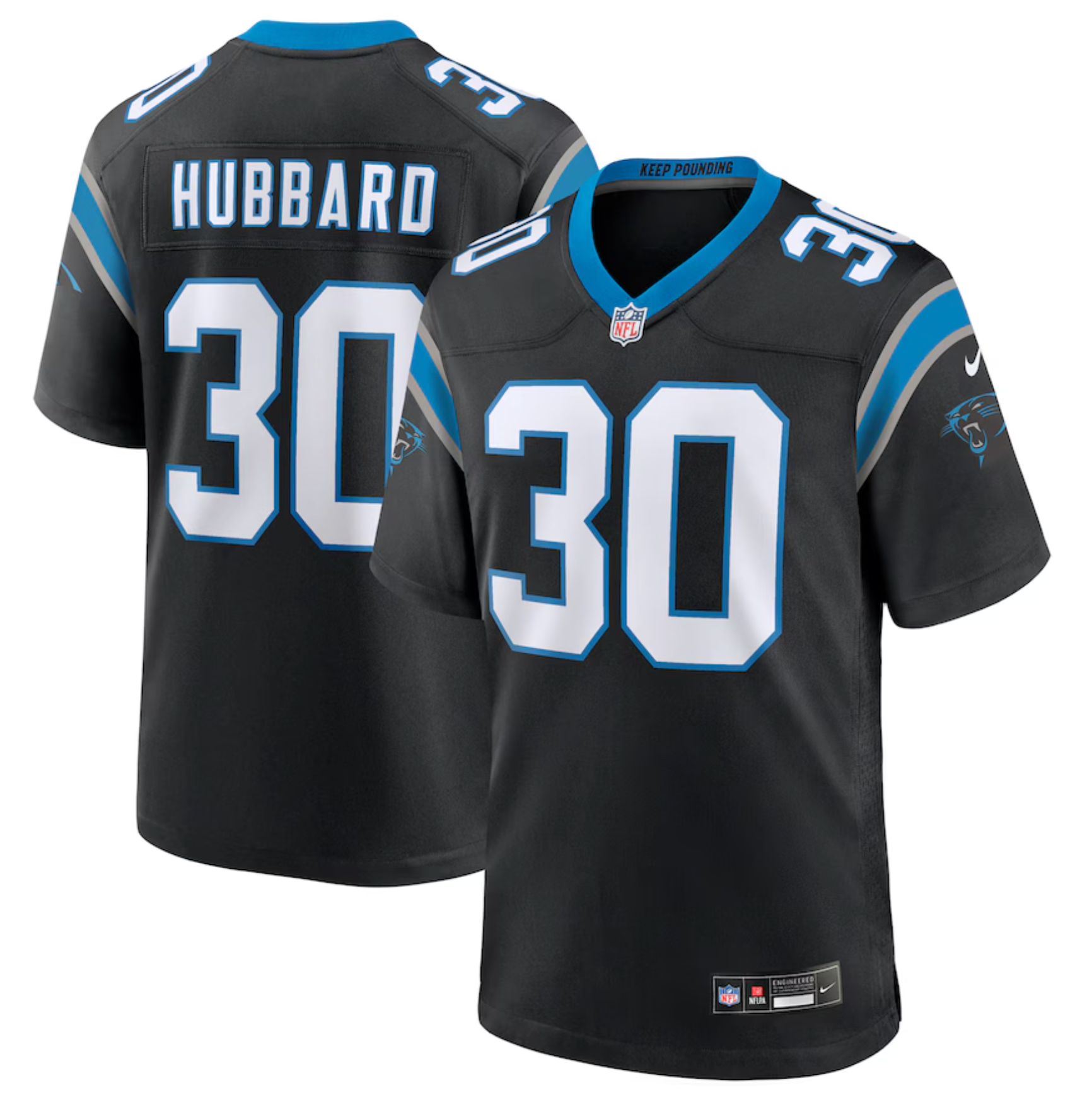 Men's Carolina Panthers Chuba Hubbard Nike Black Team Game Jersey