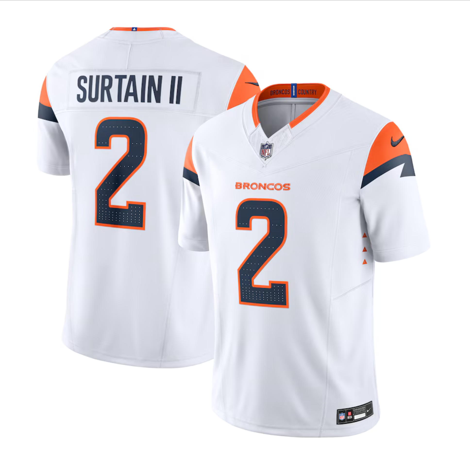 Men's Denver Broncos Patrick Surtain II Nike White Mile High Collection Vapor F.U.S.E. Limited Jersey