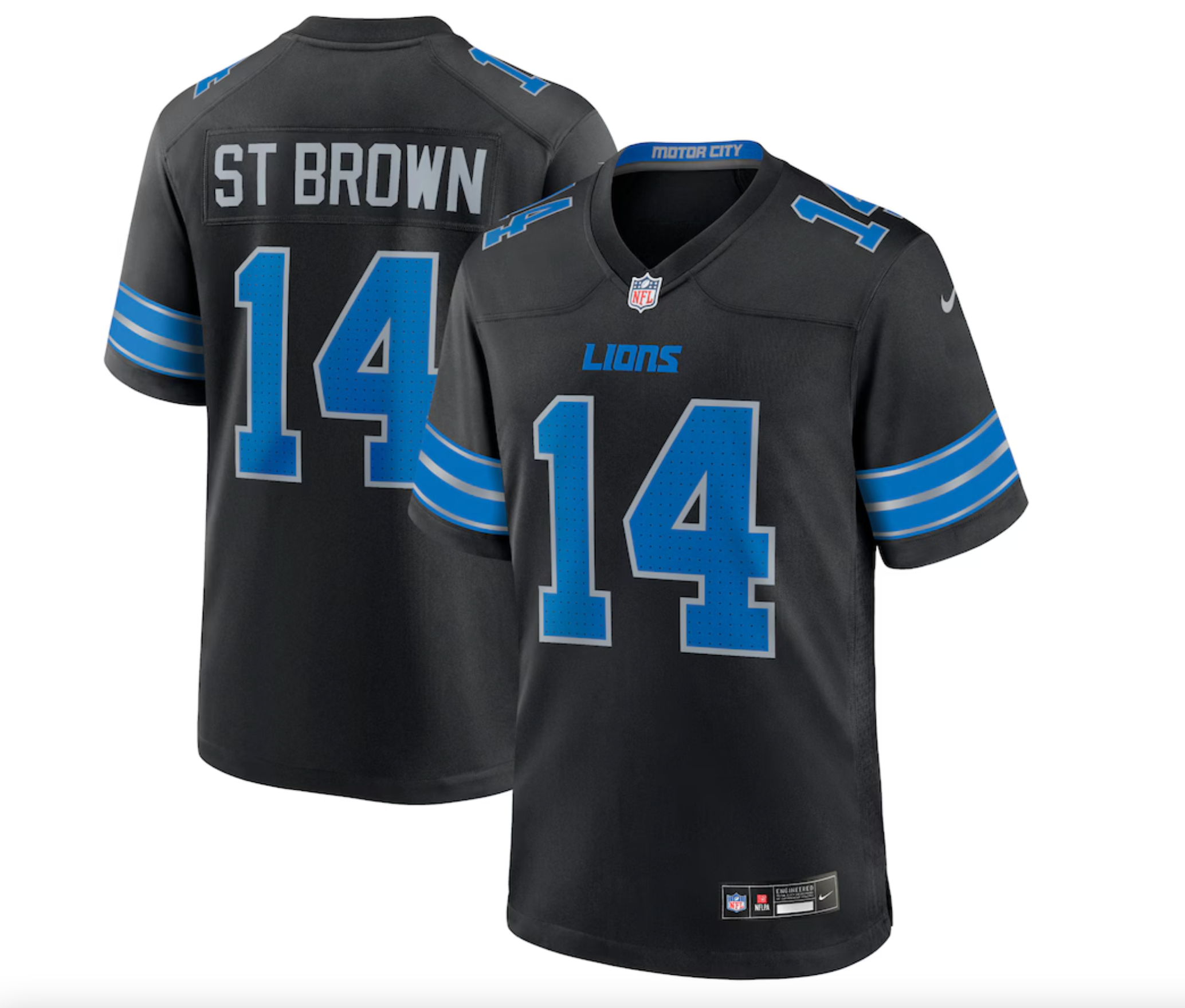 Men's Detroit Lions Amon-Ra St. Brown Nike Black 2nd Alternate Game Jersey