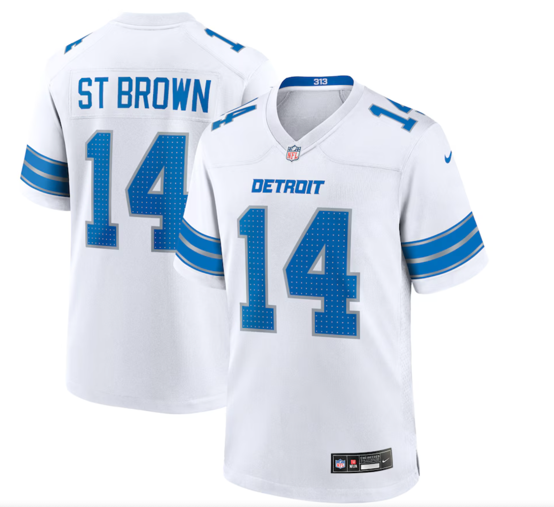 Men's Detroit Lions Amon-Ra St. Brown Nike White Game Jersey