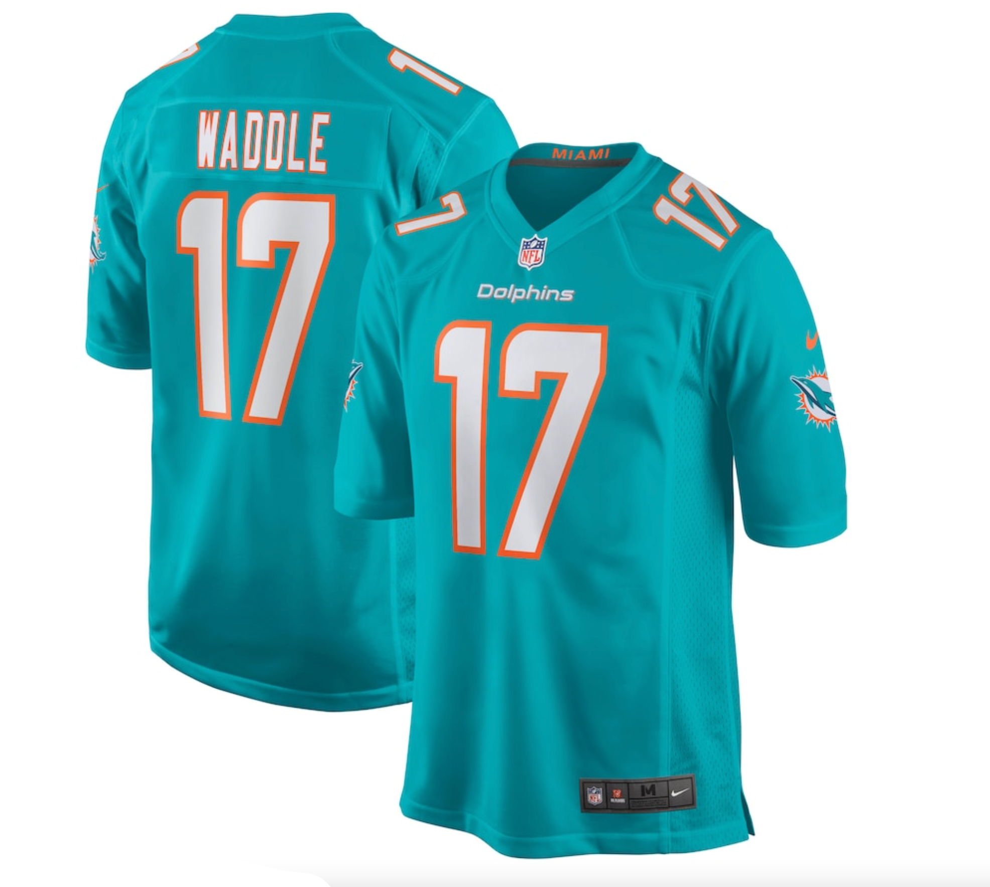 Men's Miami Dolphins Jaylen Waddle Nike Aqua Game Player Jersey