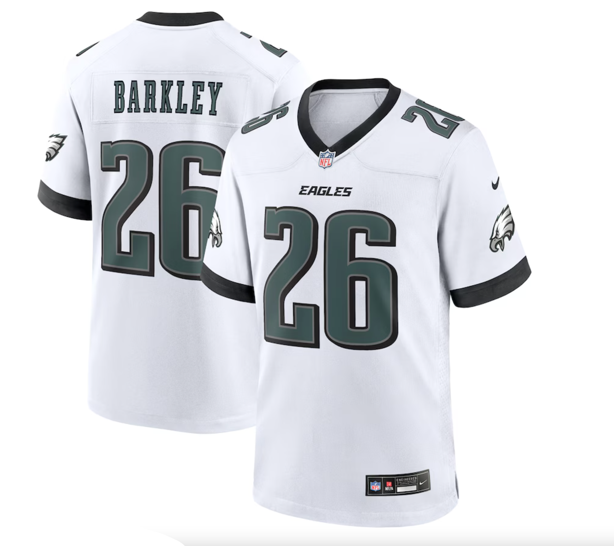 Men's Philadelphia Eagles Saquon Barkley Nike White White Game Jersey