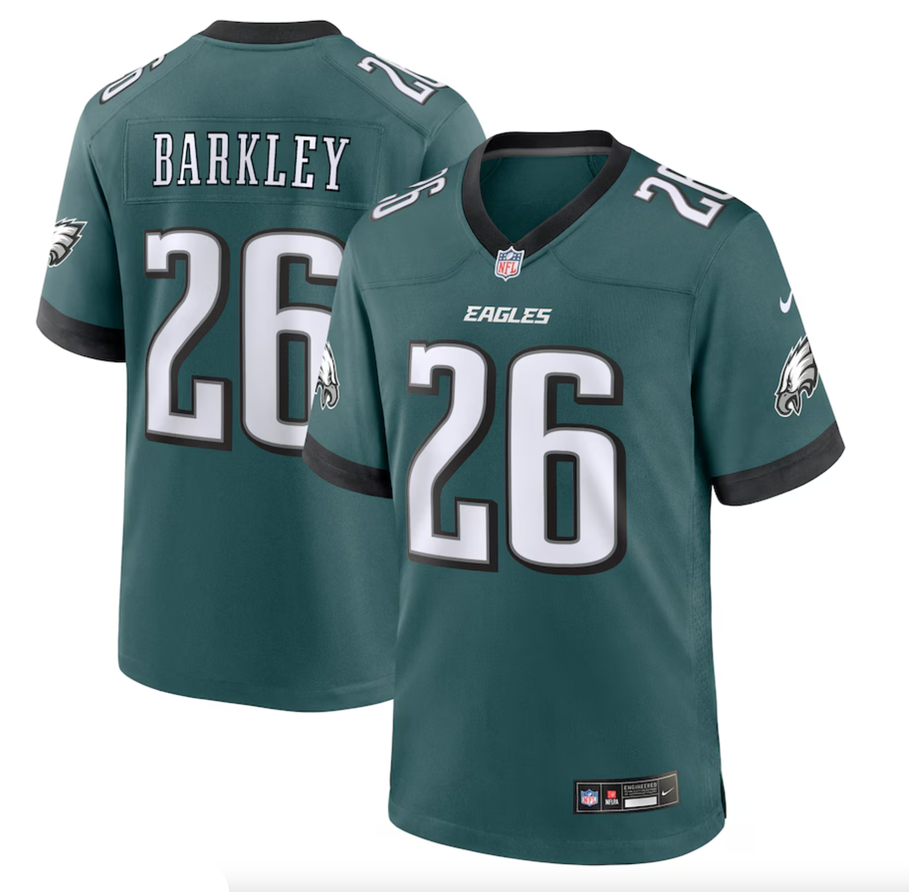 Men's Philadelphia Eagles Saquon Barkley Nike Midnight Green Game Player Jersey