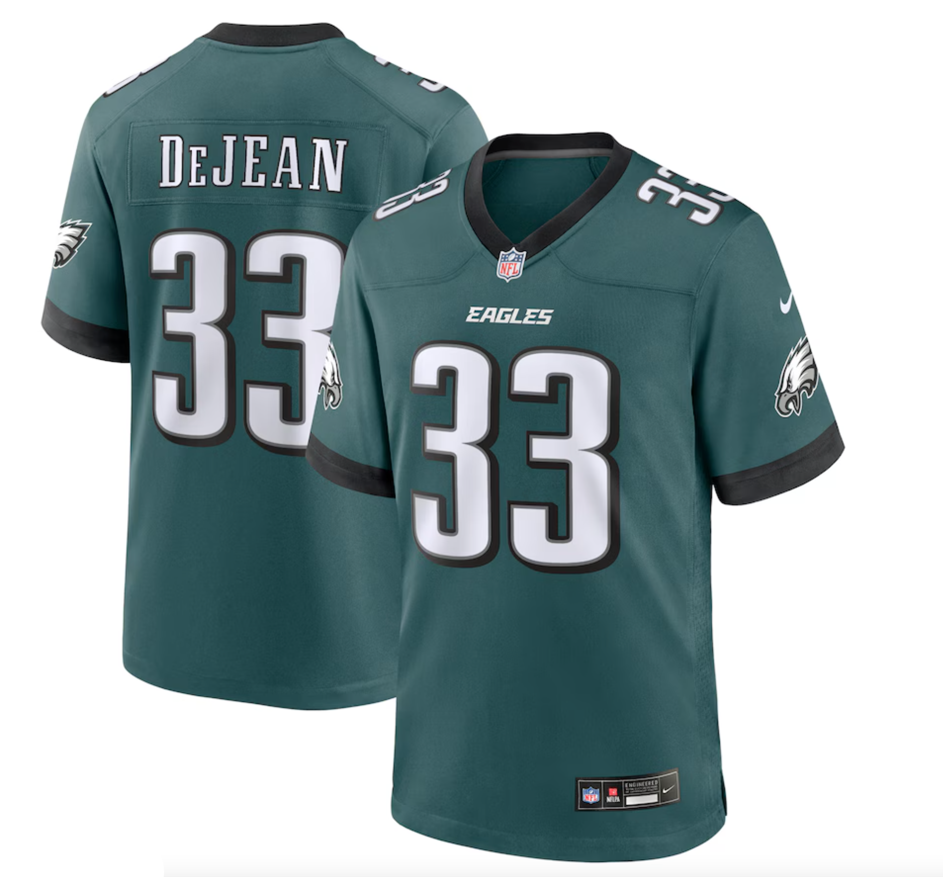 Men's Philadelphia Eagles Cooper DeJean Nike Green Game Jersey