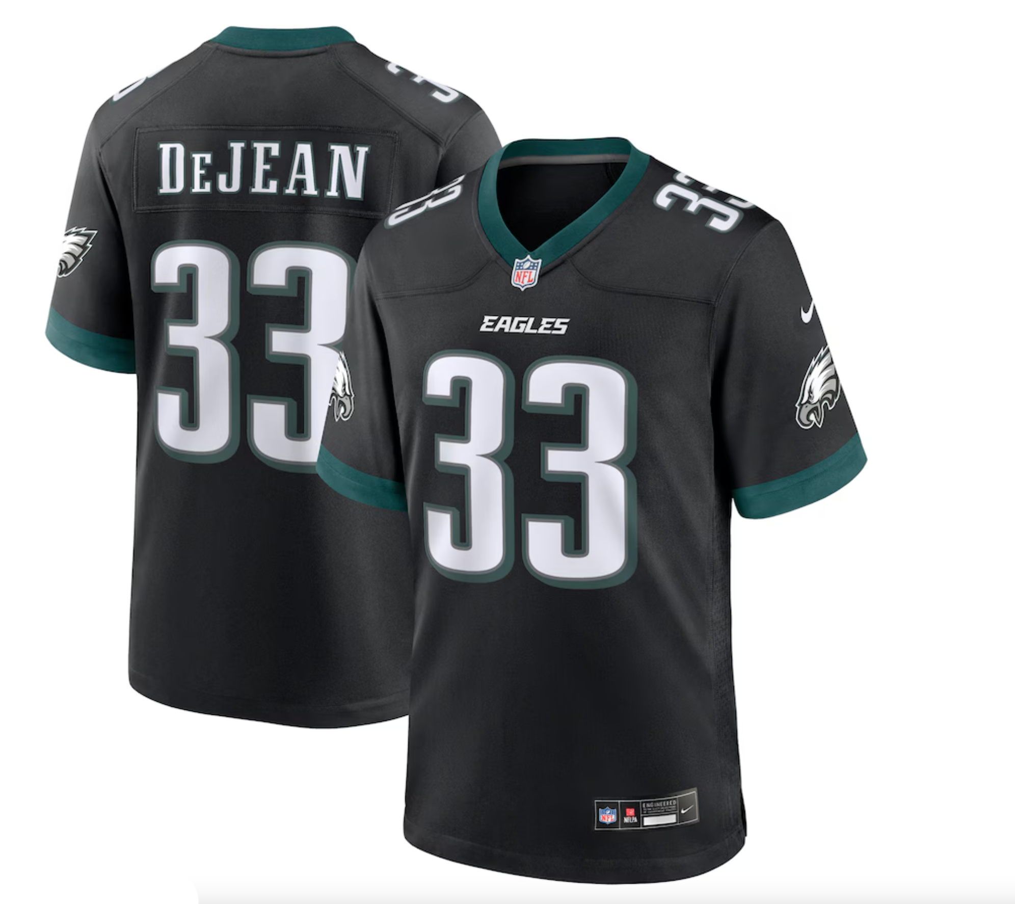 Men's Philadelphia Eagles Cooper DeJean Nike Black Alternate Player Game Jersey