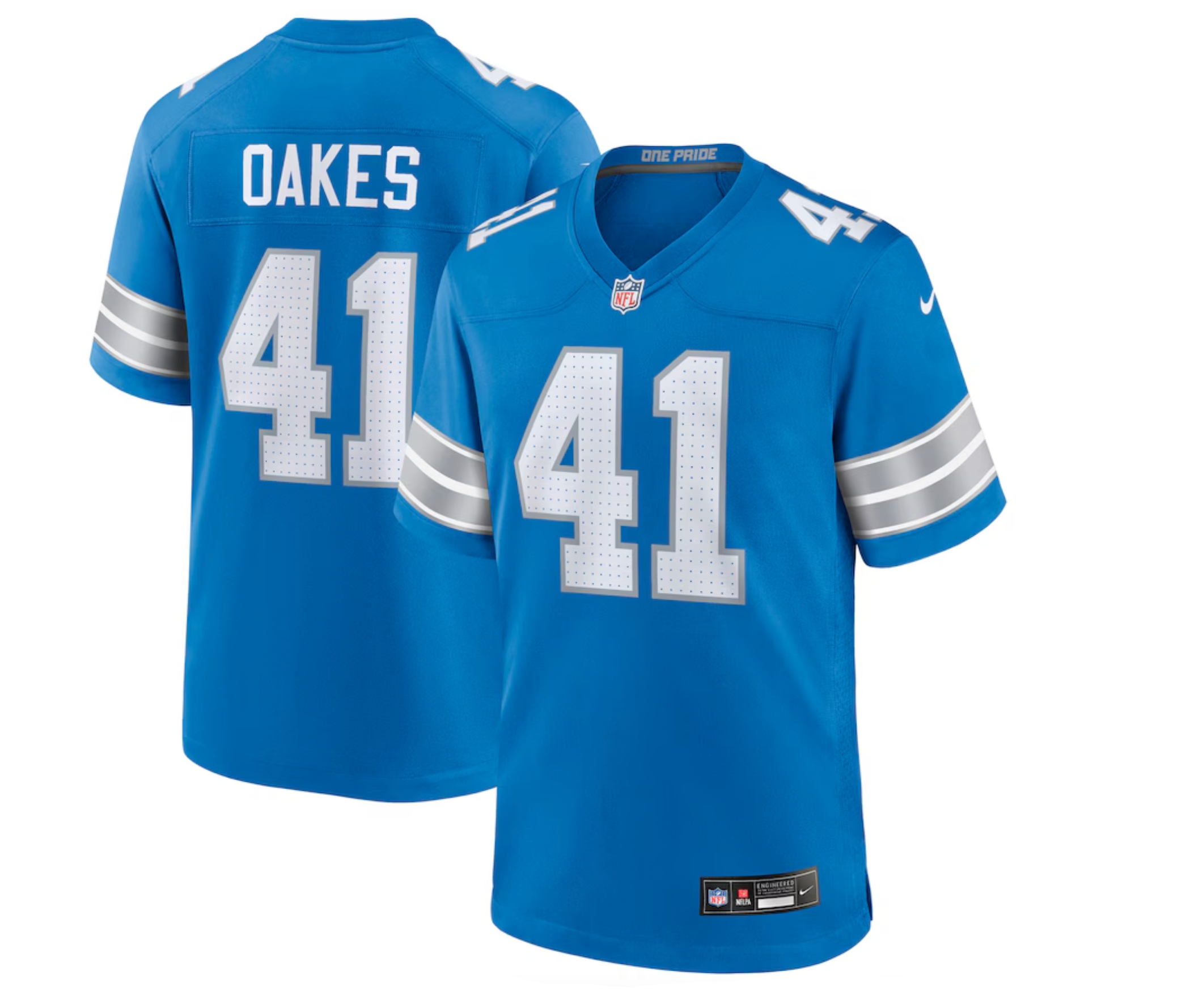 Men's Detroit Lions Gunnar Oakes Nike Blue Team Game Jersey