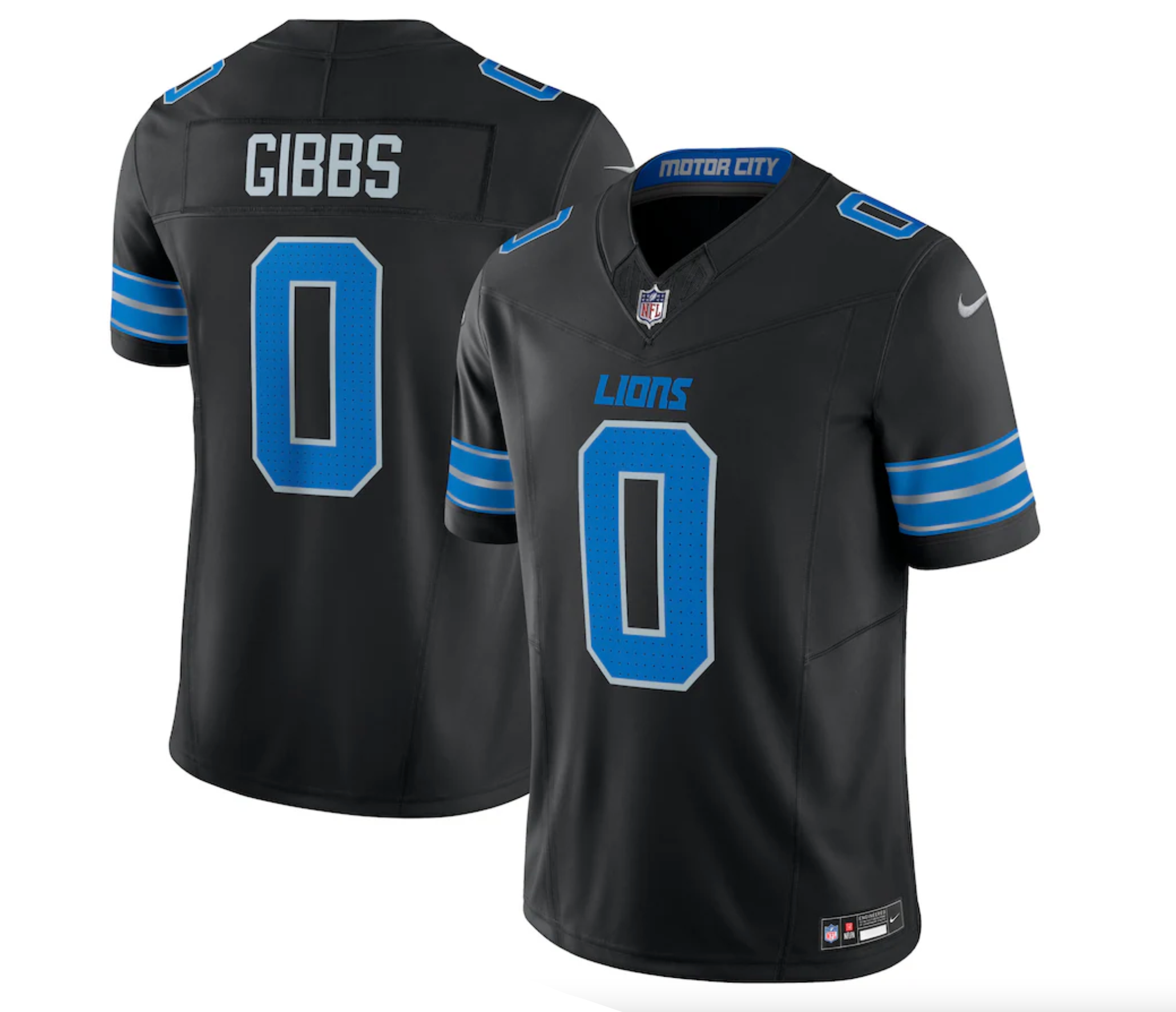 Men's Detroit Lions Jahmyr Gibbs Nike Black 2nd Alternate Vapor F.U.S.E. Limited Jersey