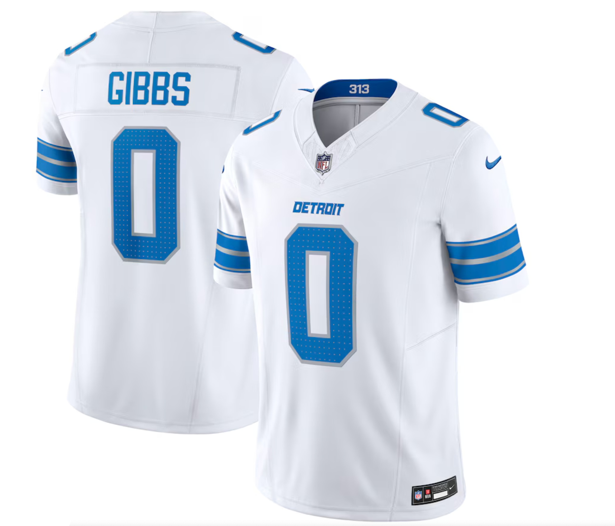 Men's Detroit Lions Jahmyr Gibbs Nike White Vapor F.U.S.E. Limited Jersey