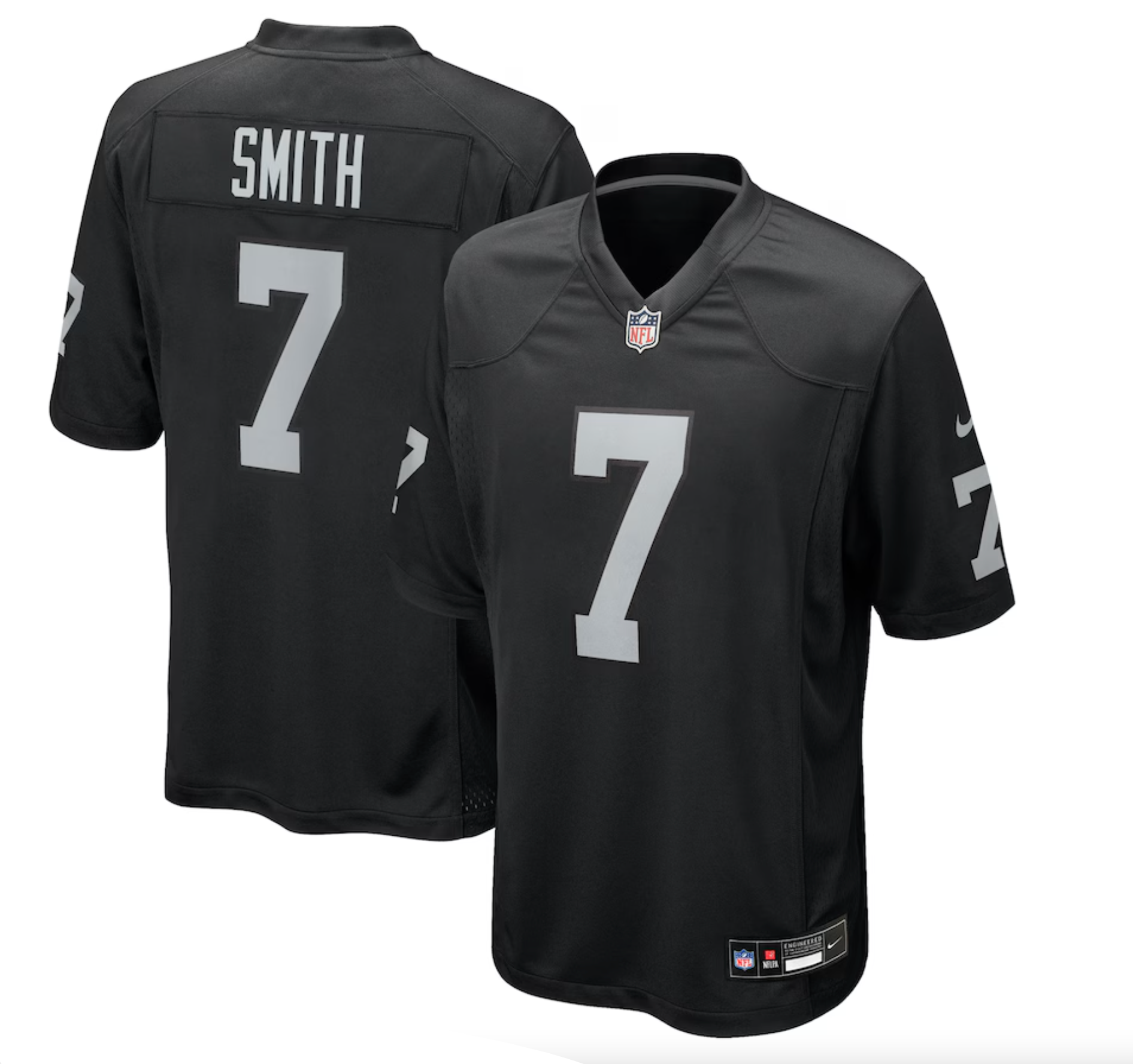 Men's Las Vegas Raiders Geno Smith Nike Black Game Player Jersey