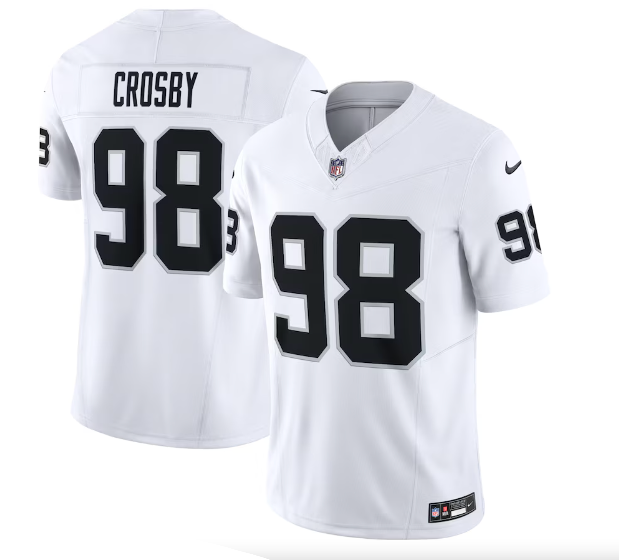 Men's Las Vegas Raiders Maxx Crosby Nike White Vapor F.U.S.E. Limited Jersey