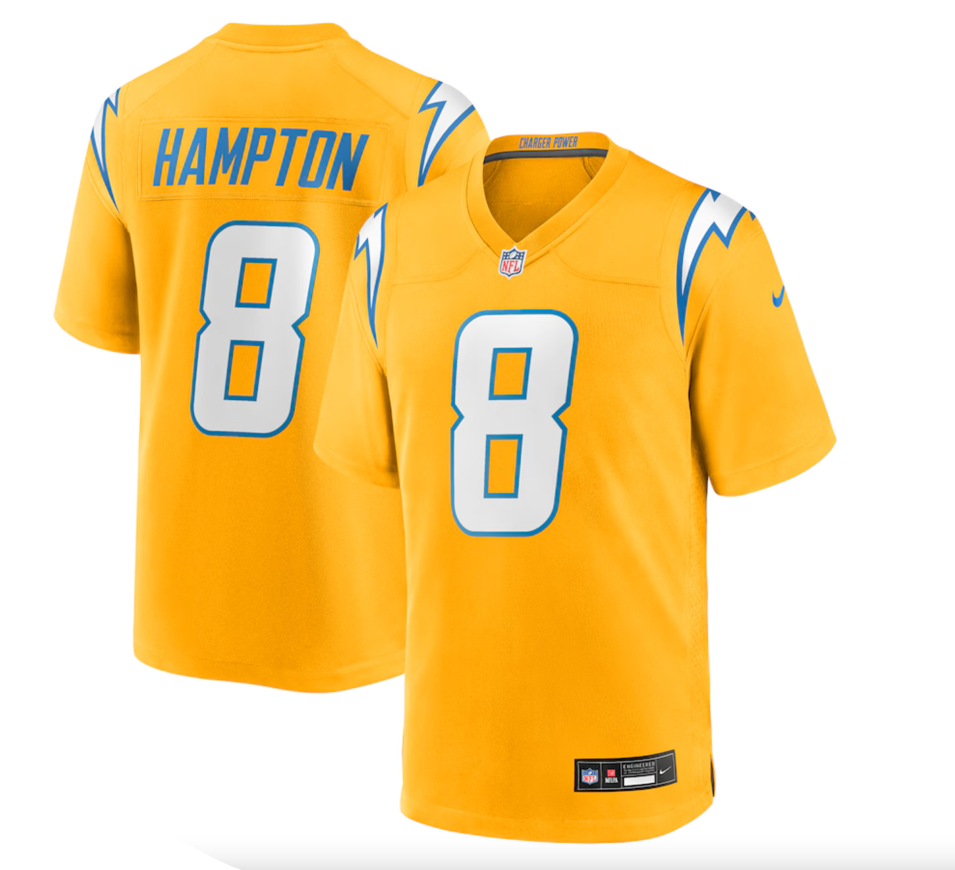 Men's Los Angeles Chargers Omarion Hampton Nike Gold Alternate Charger Power Game Player Jersey