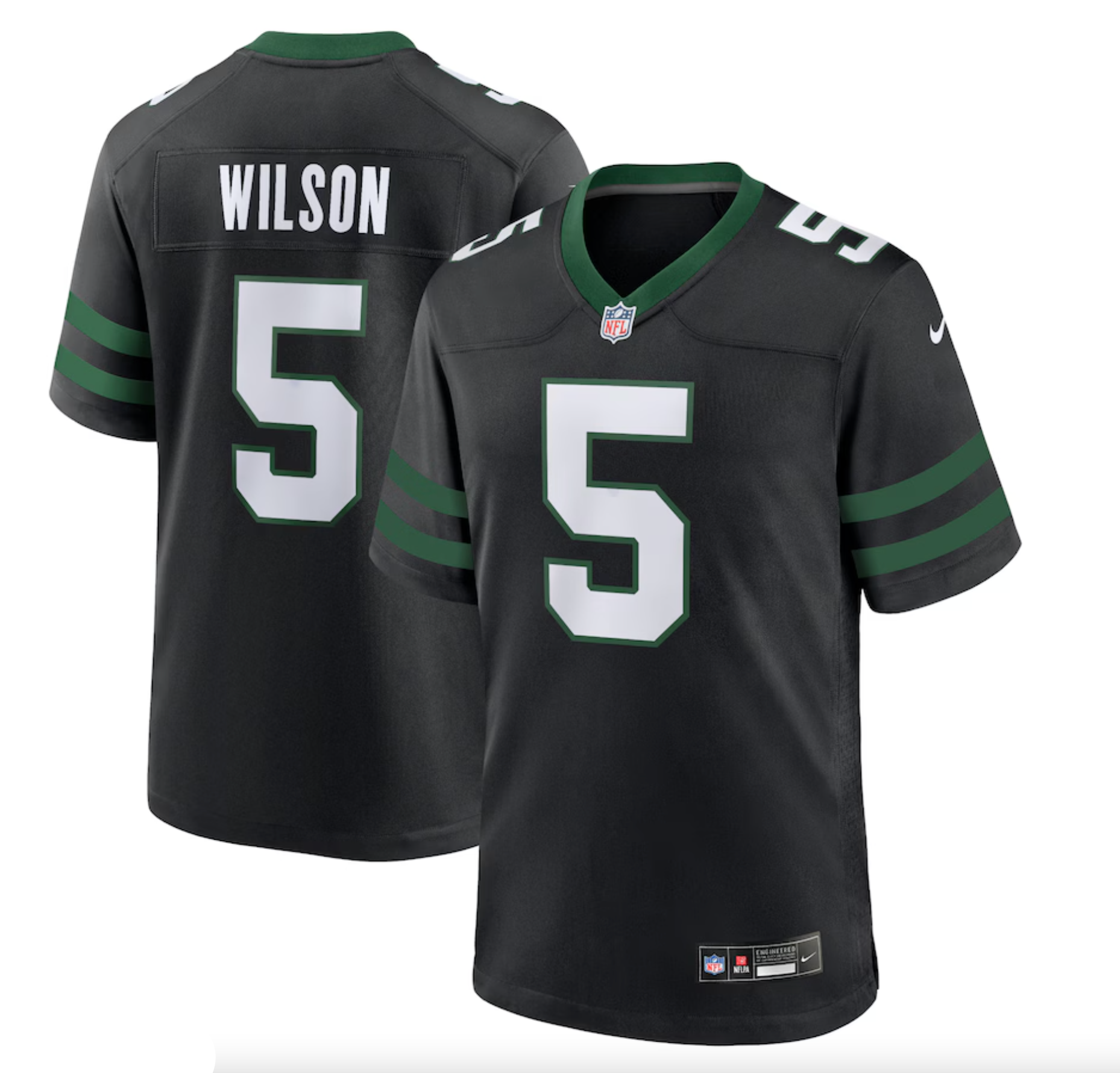 Men's New York Jets Garrett Wilson Nike Legacy Black Alternate Game Jersey