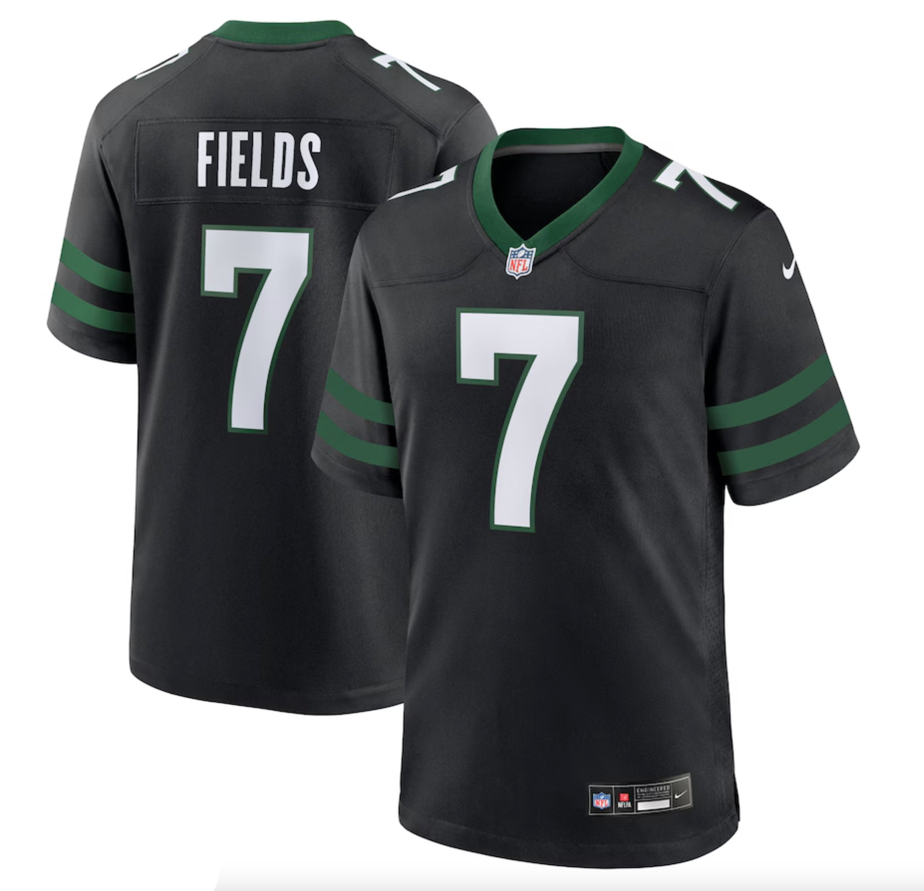 Men's New York Jets Justin Fields Nike Stealth Black Game Jersey