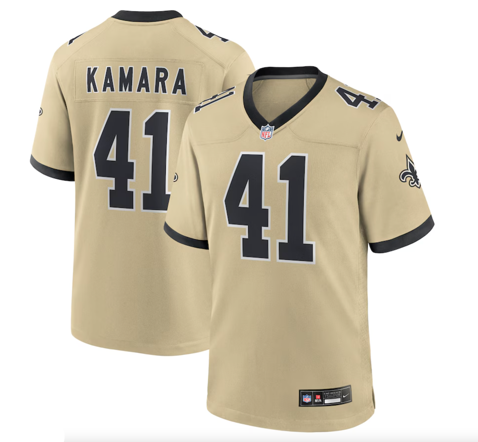 Men's New Orleans Saints Alvin Kamara Nike Gold Gameday Golds Alternate Game Player Jersey