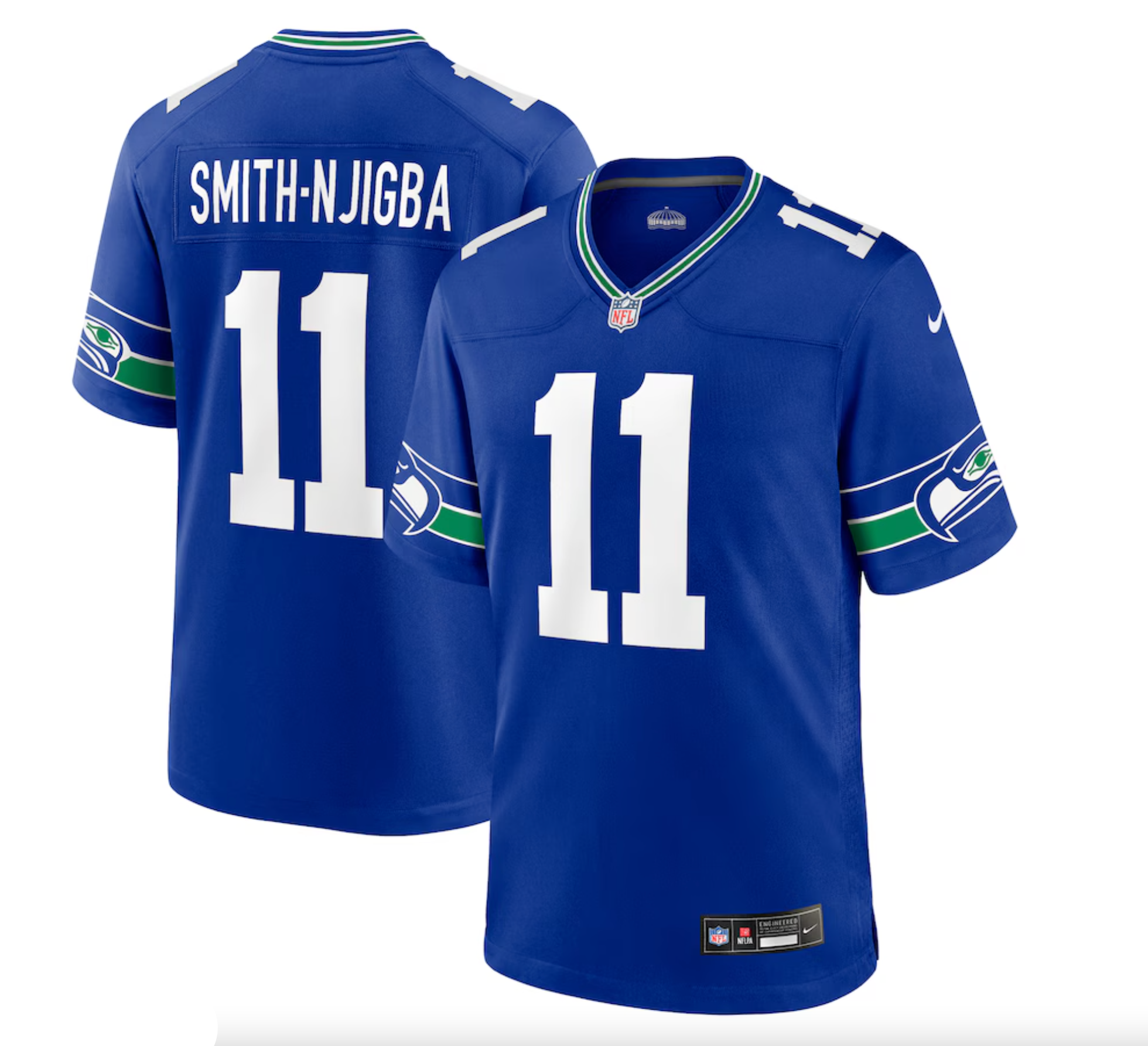 Men's Seattle Seahawks Jaxon Smith-Njigba Nike Royal Throwback Player Game Jersey