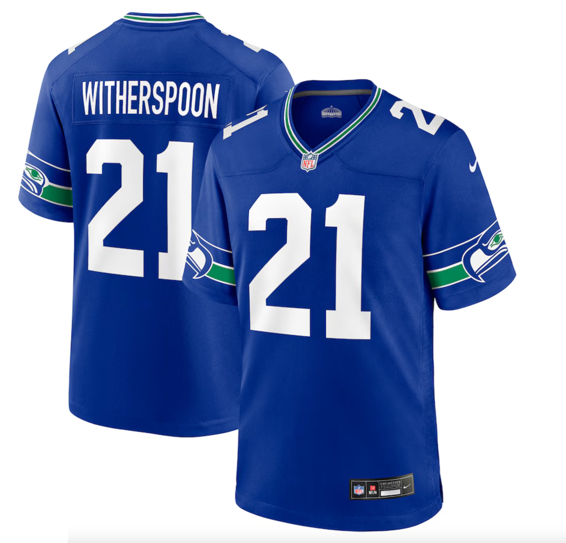 Men's Seattle Seahawks Devon Witherspoon Nike Royal Throwback Player Game Jersey