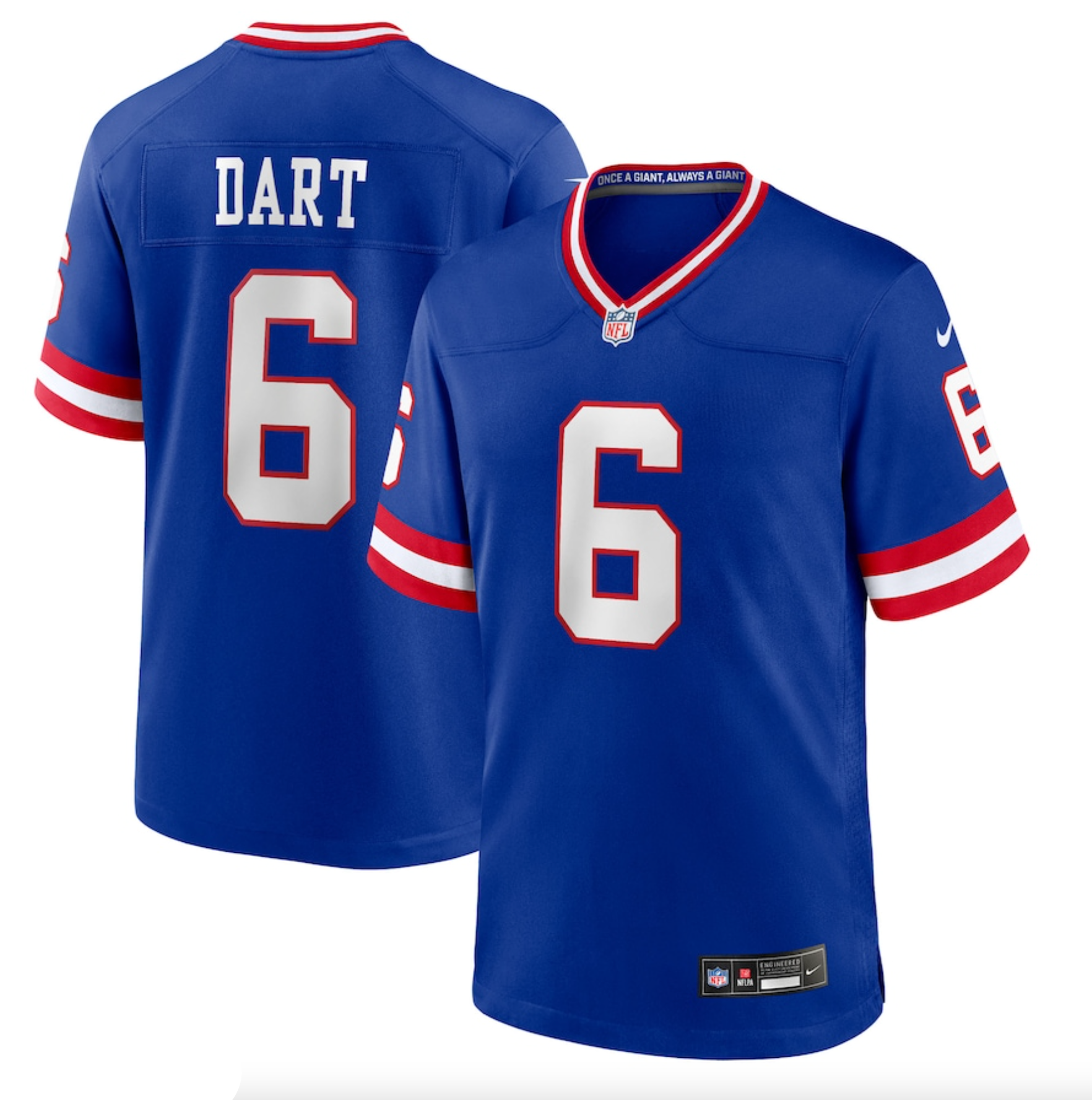 Men's New York Giants Jaxson Dart Nike Royal Alternate 2 Classic Game Jersey