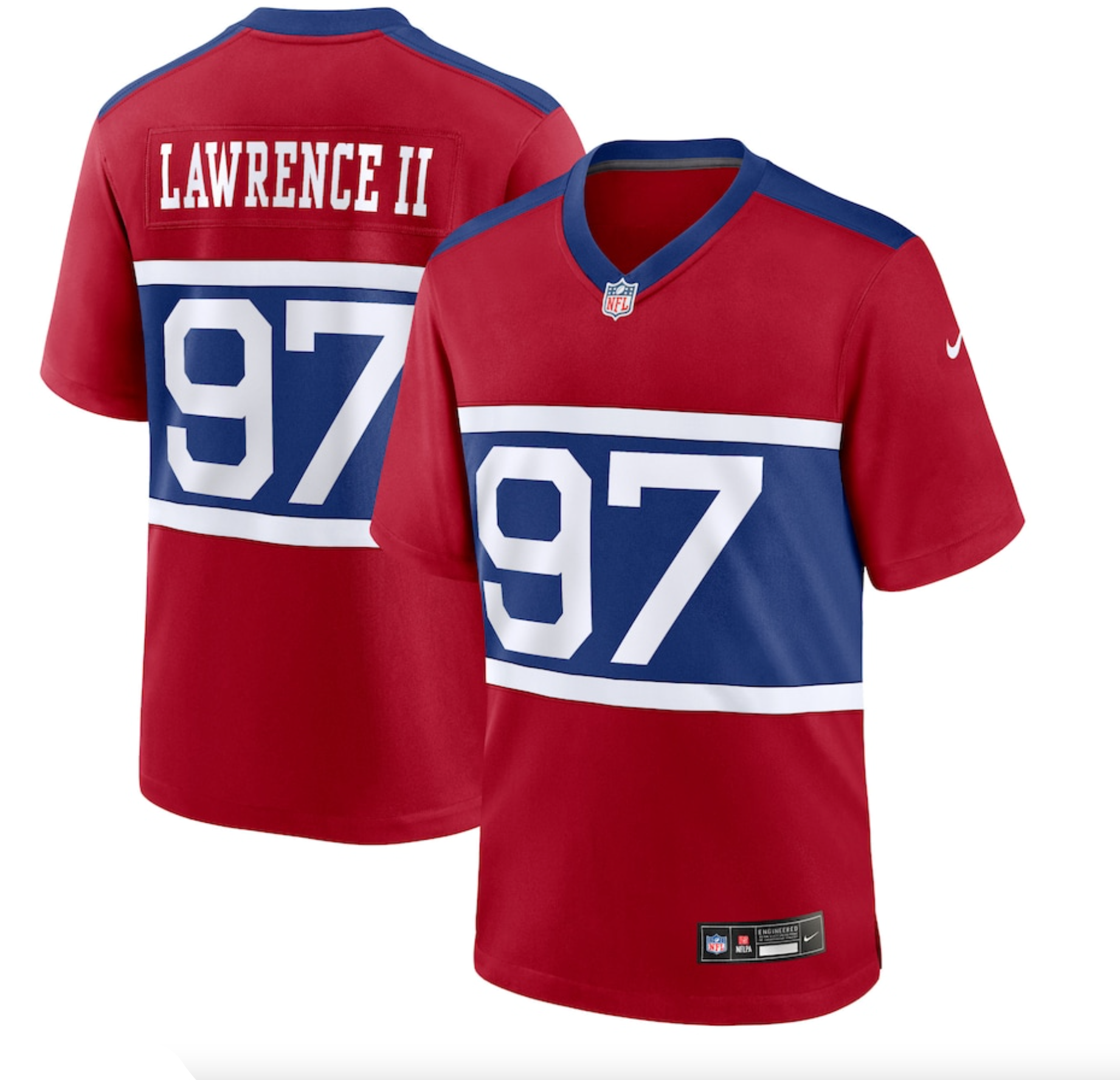 Men's New York Giants Dexter Lawrence II Nike Century Red Alternate Player Game Jersey