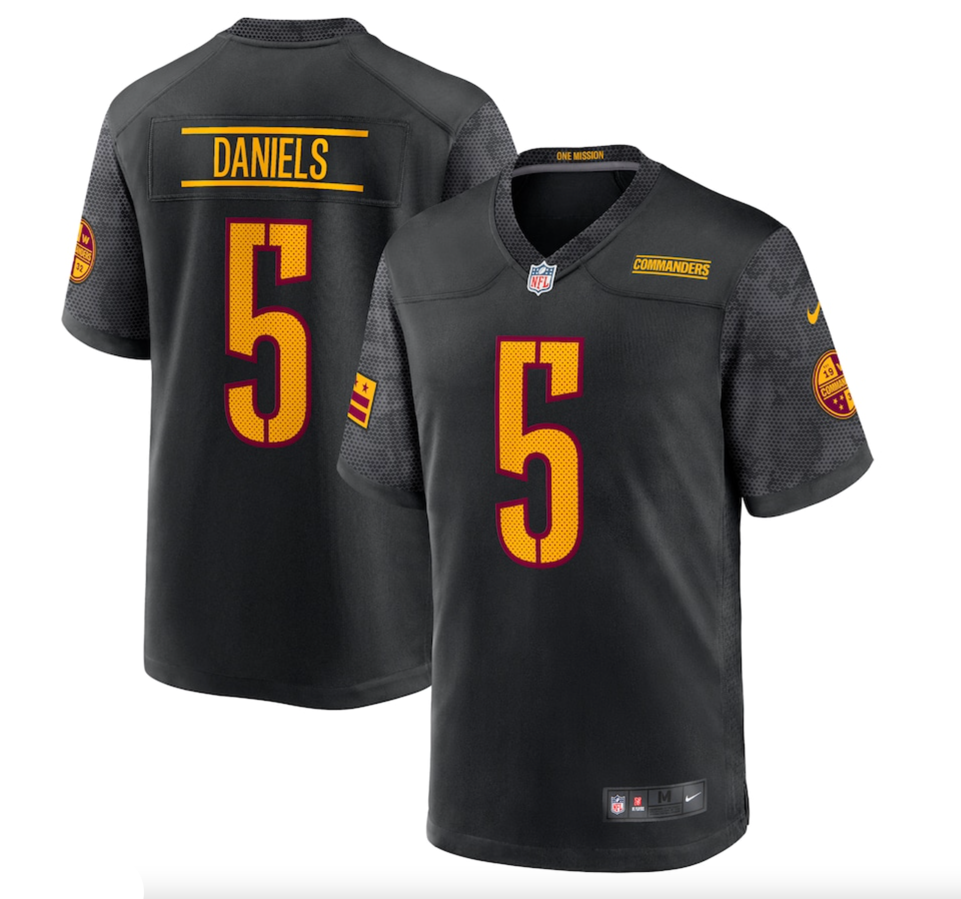 Men's Washington Commanders Jayden Daniels Nike Black Alternate Game Player Jersey