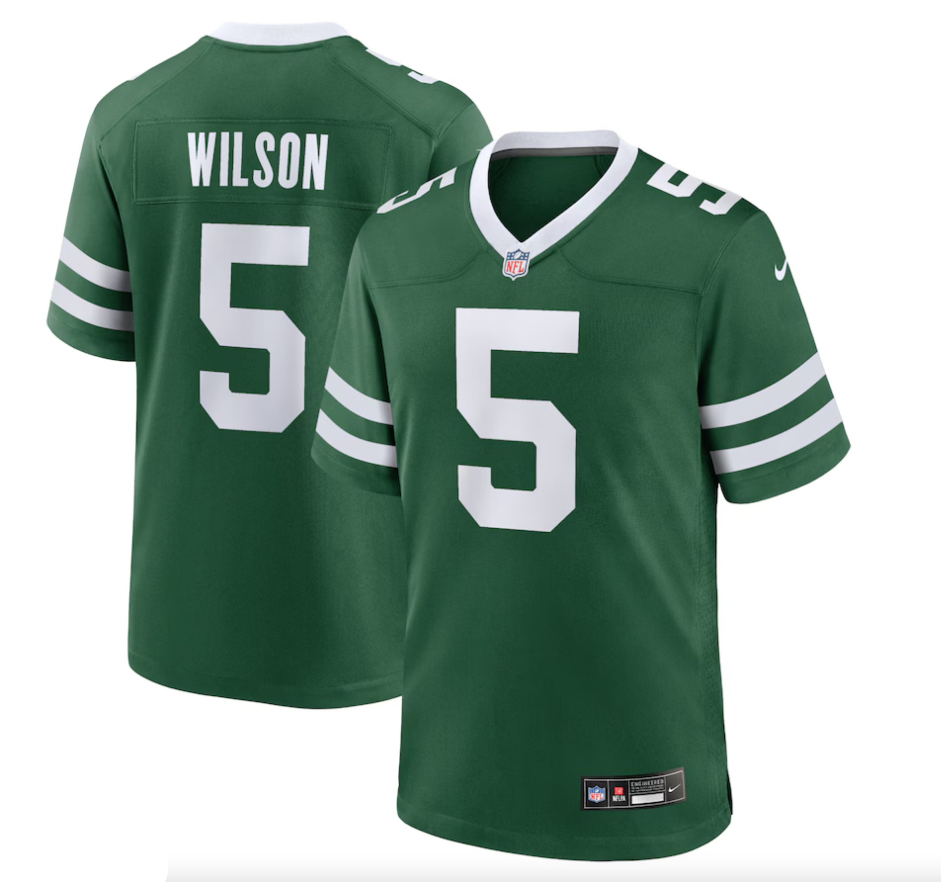 Men's New York Jets Garrett Wilson Nike Legacy Green Game Jersey