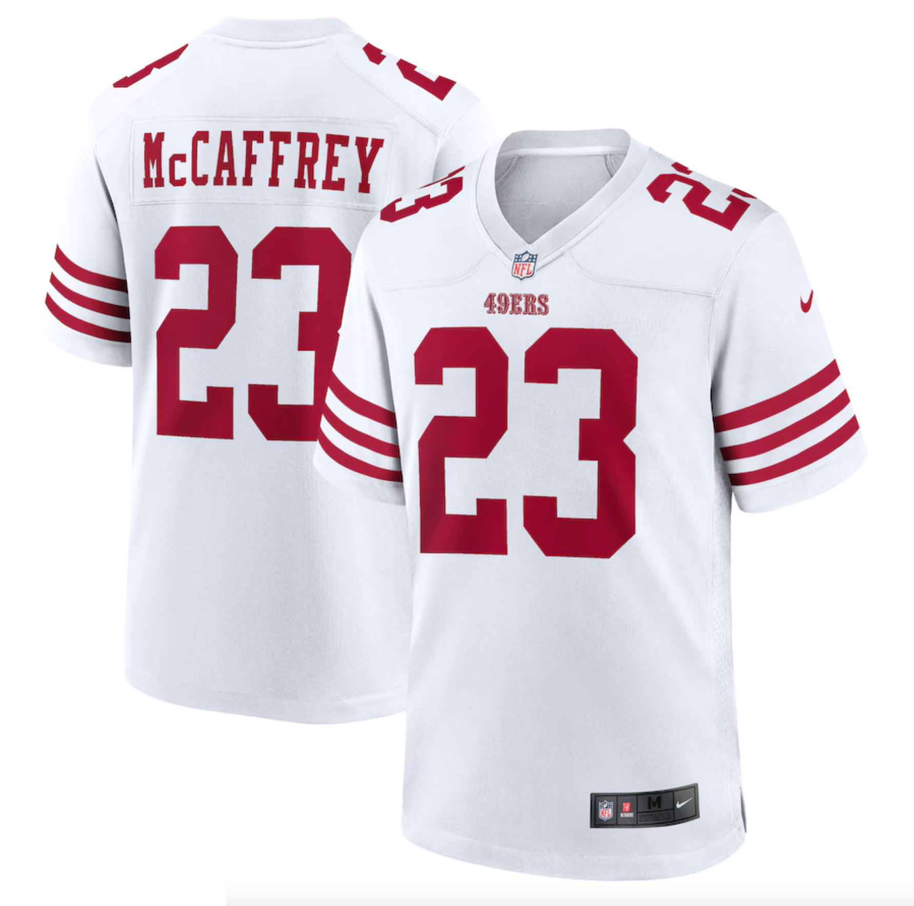 Men's San Francisco 49ers Christian McCaffrey Nike White Game Player Jersey