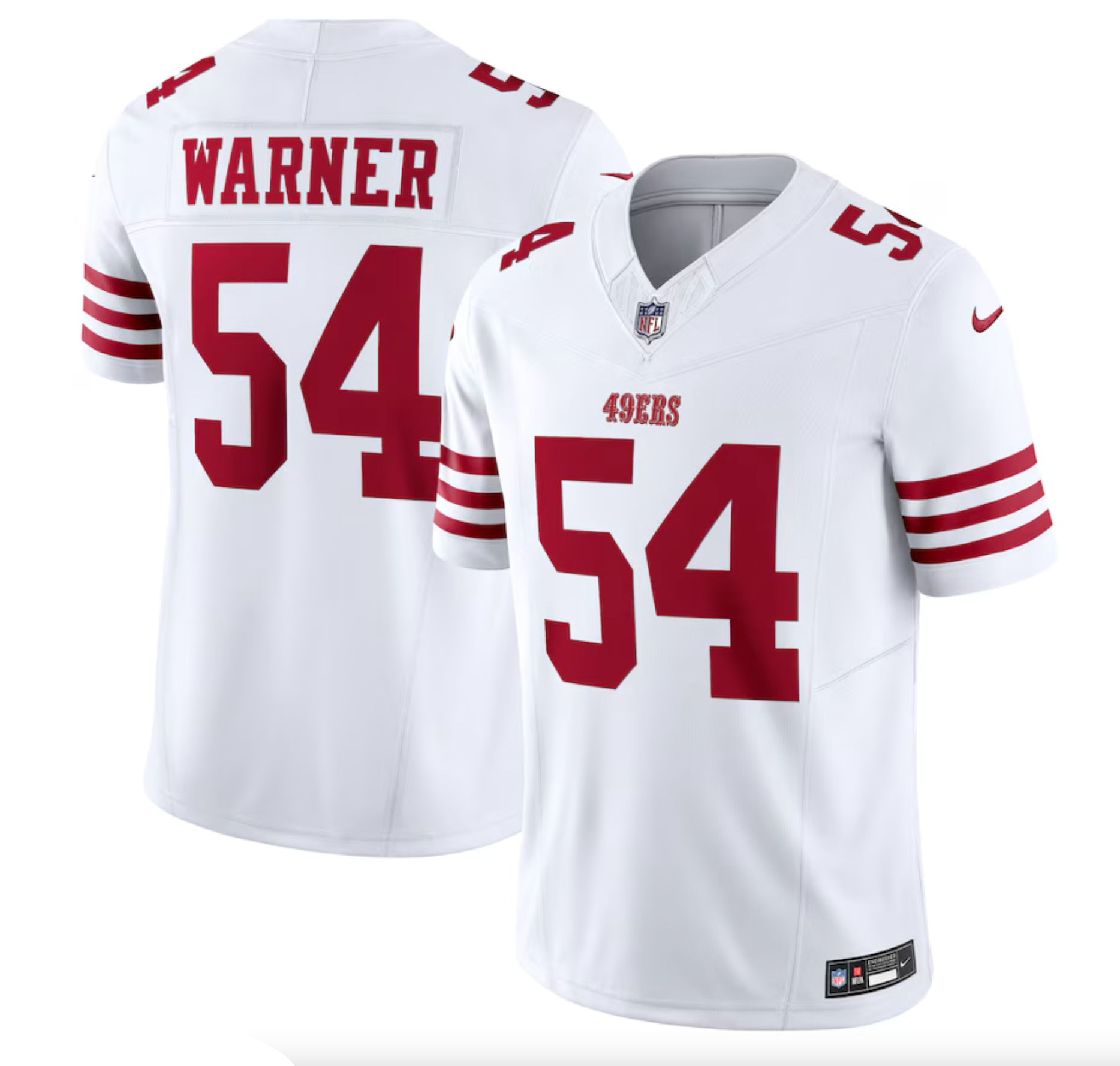 Men's San Francisco 49ers Fred Warner Nike White Vapor F.U.S.E. Limited Jersey