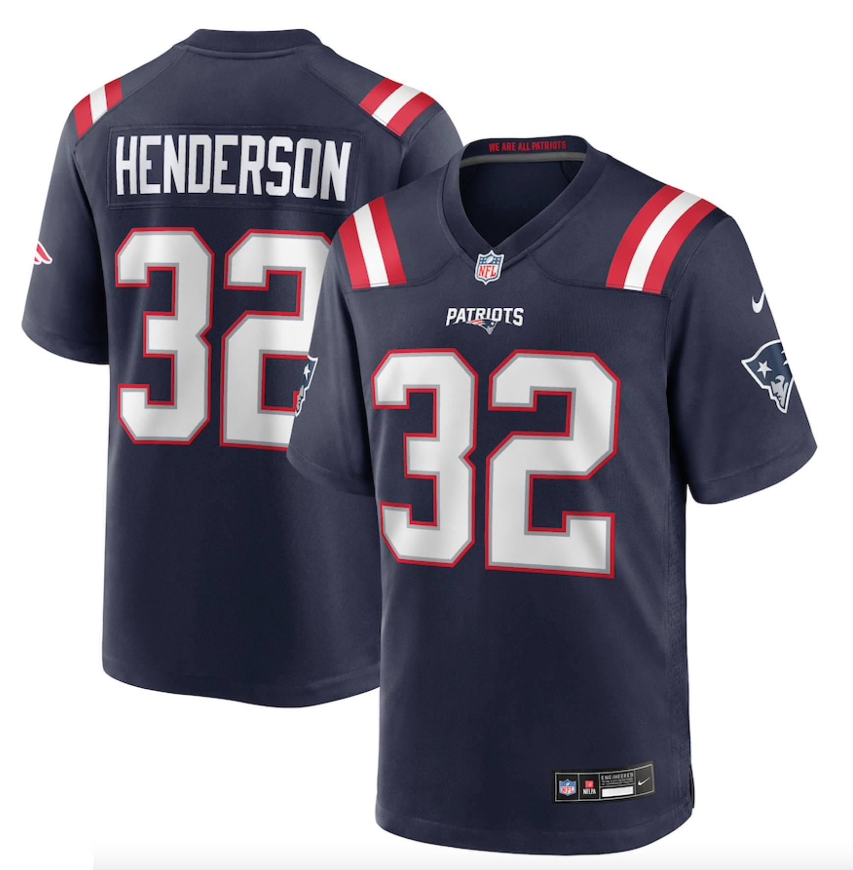 Men's New England Patriots TreVeyon Henderson Nike Navy 2025 NFL Draft Game Jersey