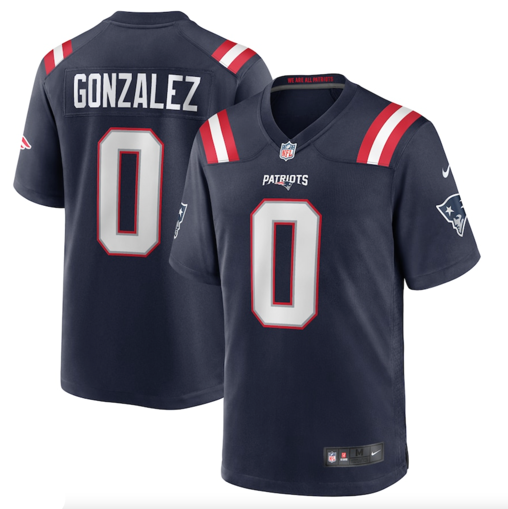 Men's New England Patriots Christian Gonzalez Nike Navy Team Game Jersey